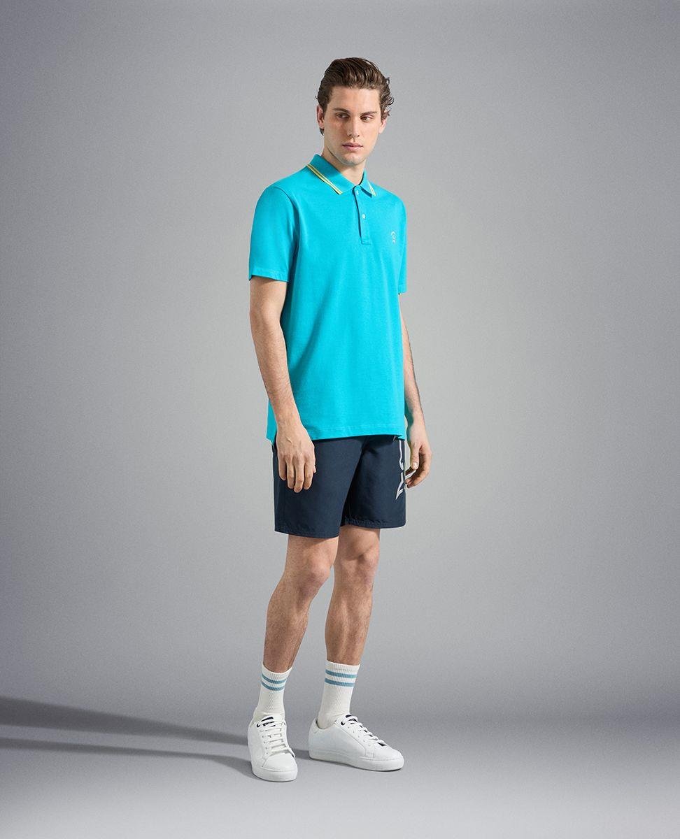Paul Shark Paul Shark Erkek Marka Logo Detaylı Regular Fit Kısa Kollu Turkuaz Polo Yaka T-Shirt 23411233-750