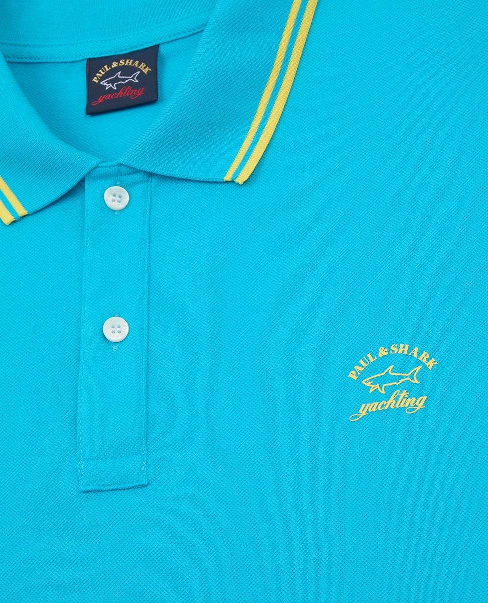 Paul Shark Paul Shark Erkek Marka Logo Detaylı Regular Fit Kısa Kollu Turkuaz Polo Yaka T-Shirt 23411233-750