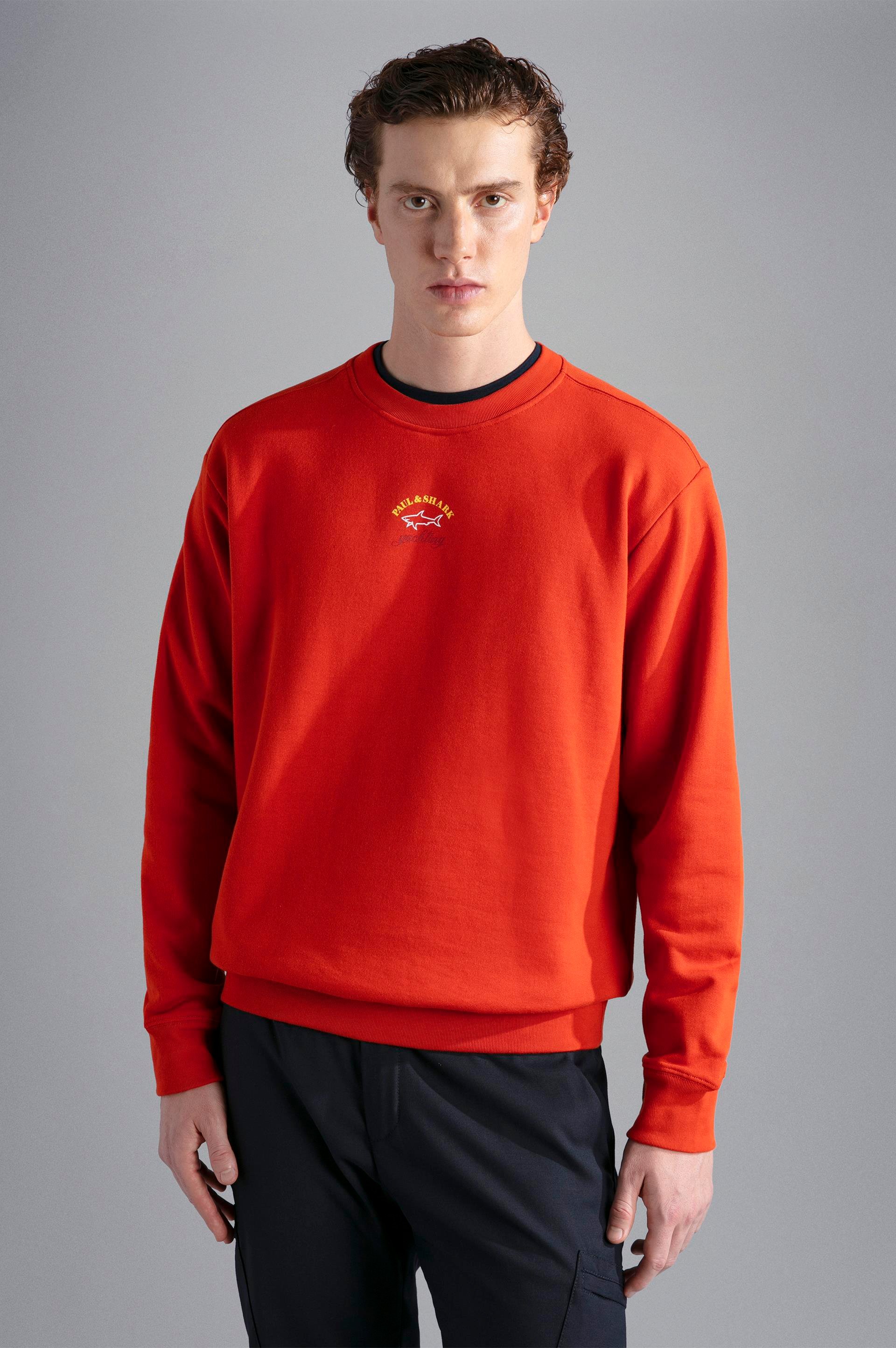 Paul Shark Paul Shark Erkek Marka Logolu Uzun Kollu Rahat Turuncu Sweatshirt 13311831-973