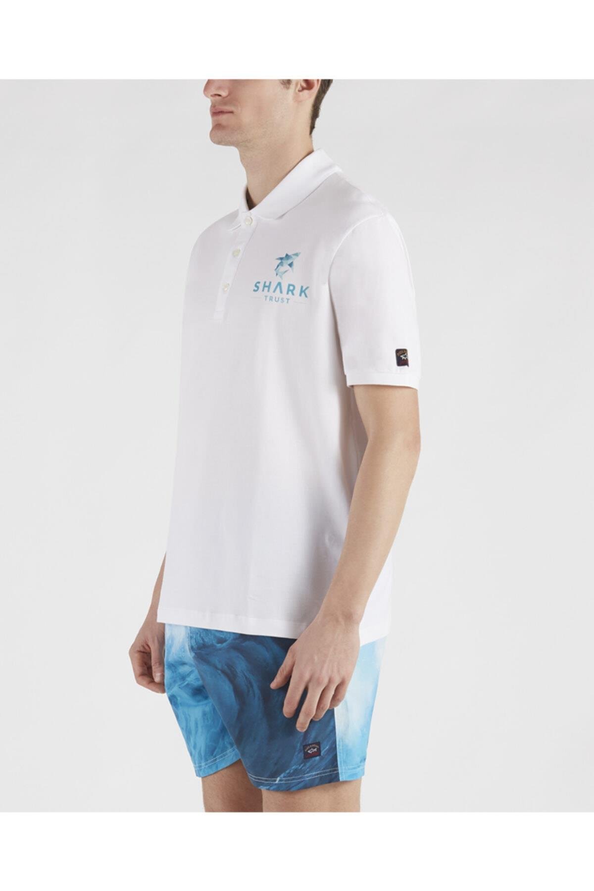 Paul Shark Paul Shark Erkek Marka Logolu Polo Yakalı Organik Pamuklu Beyaz Polo Yaka T-Shirt 21411237-010