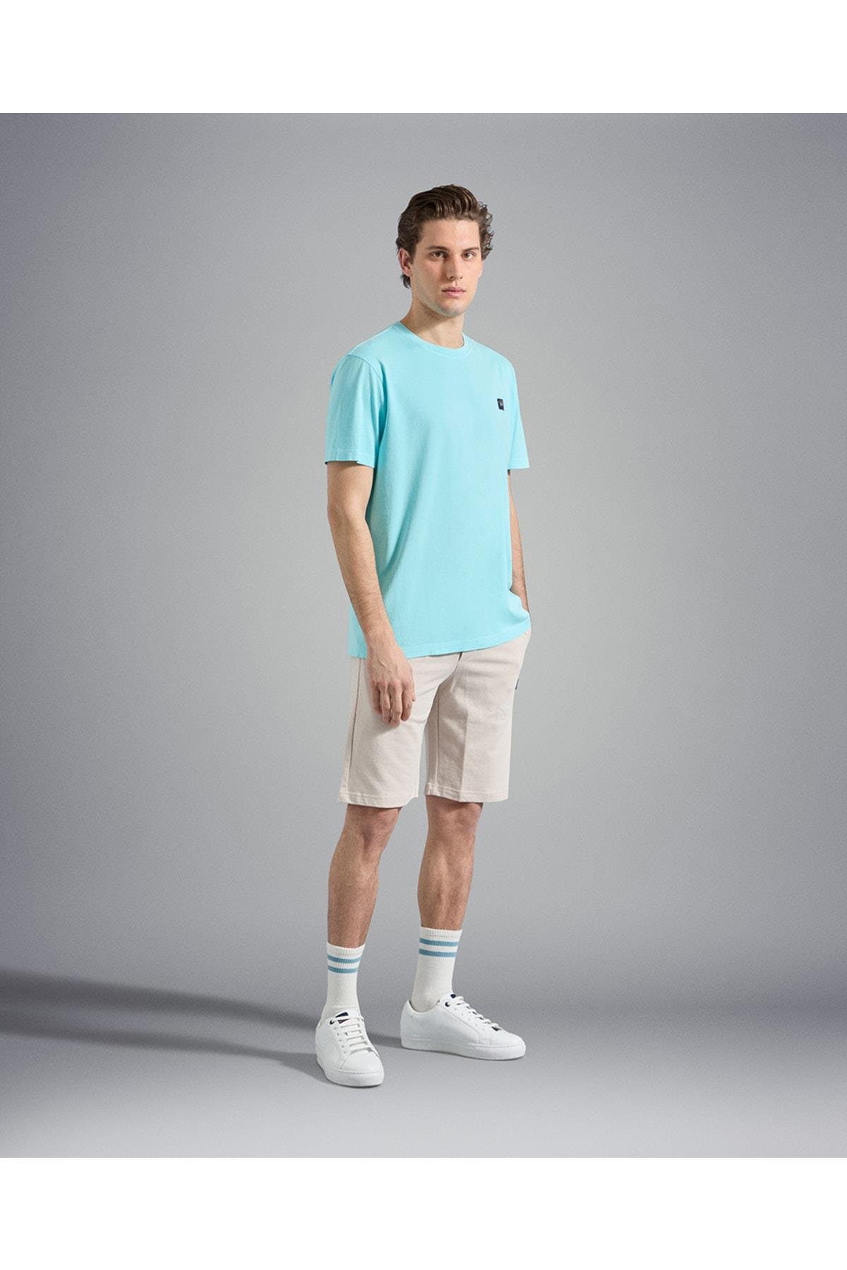 Paul Shark Paul Shark Erkek Marka Logolu Basic Bisiklet Yaka Kısa Kollu Mavi T-Shirt 23411052-291