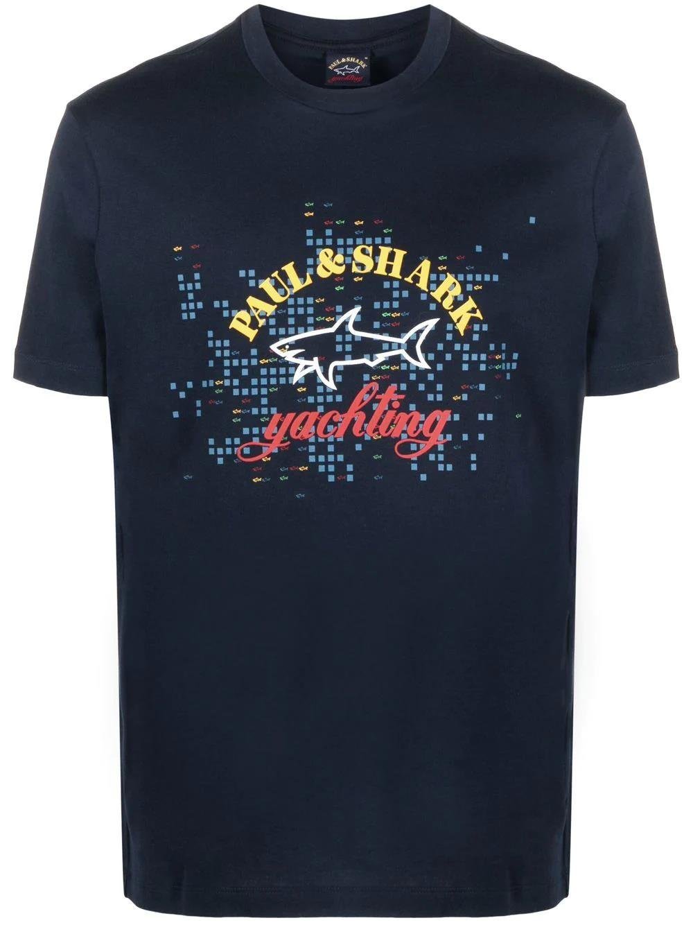 Paul Shark Paul Shark Erkek Marka Logolu Basic Bisiklet Yaka Kısa Kollu Lacivert T-Shirt 23411041-726