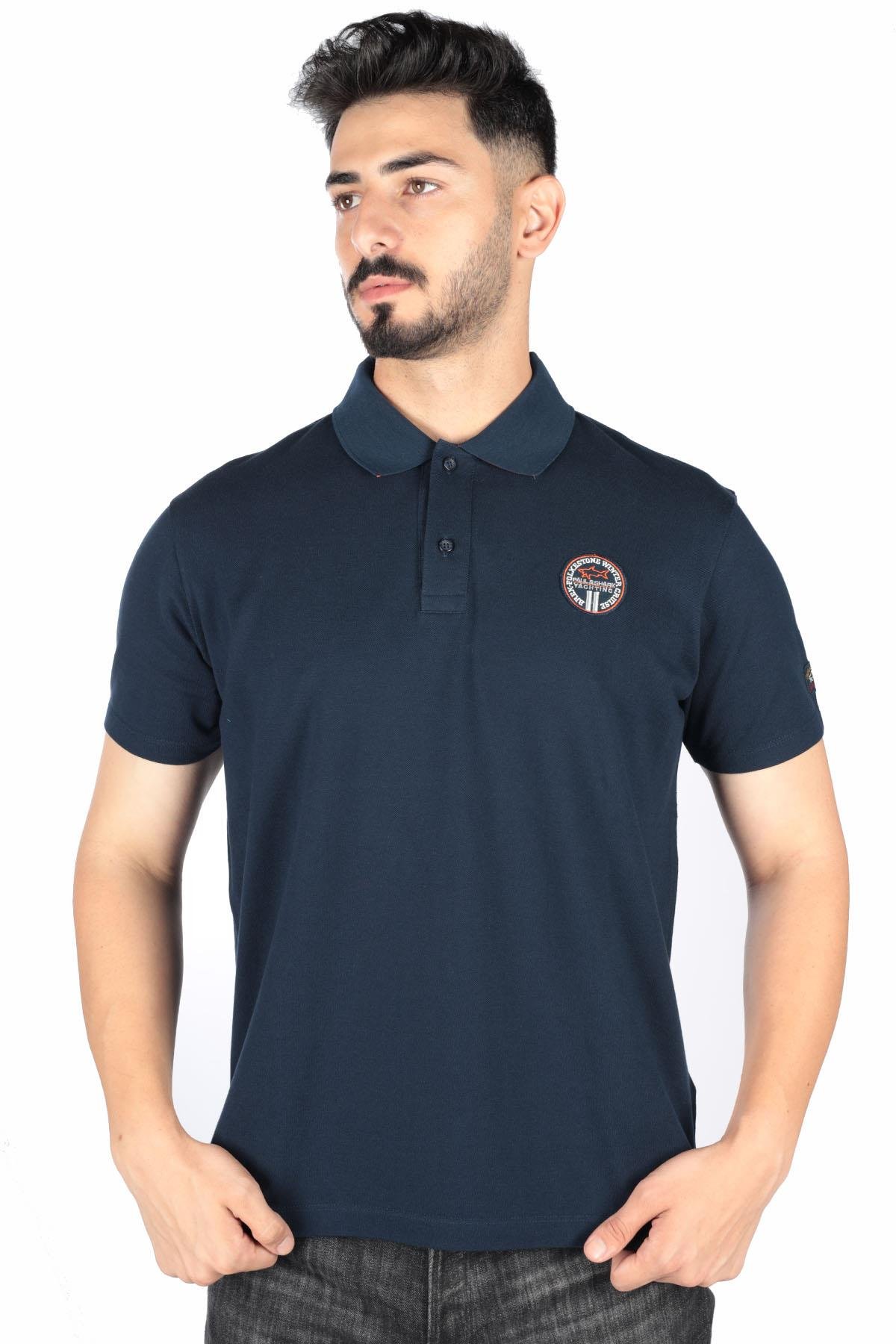 Paul Shark Paul Shark Erkek Marka Logo Detaylı Regular Fit Kısa Kollu Lacivert Polo Yaka T-Shirt E20P1334-013