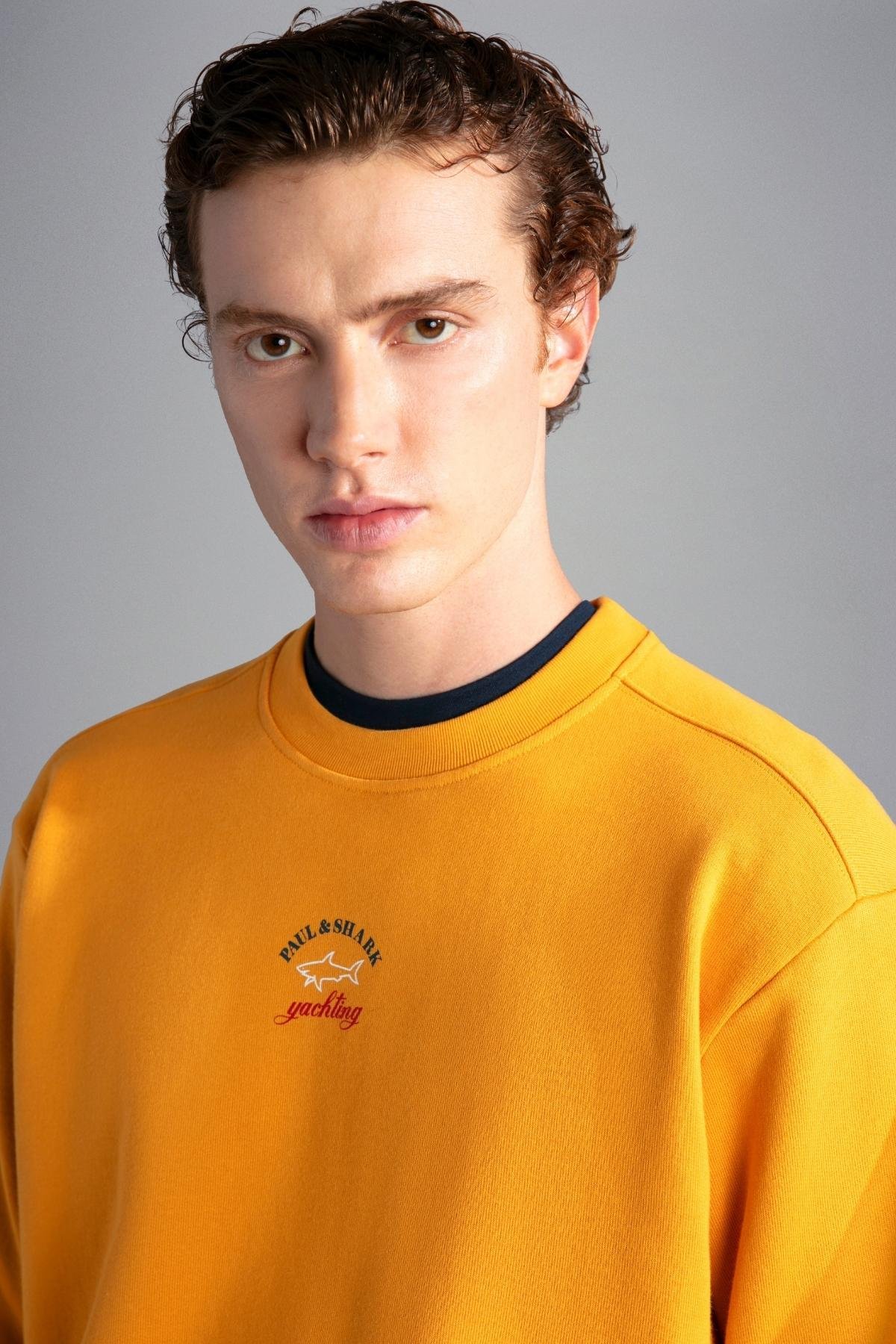 Paul Shark Paul Shark Erkek Marka Logolu Uzun Kollu Rahat Sarı Sweatshirt 13311831-024