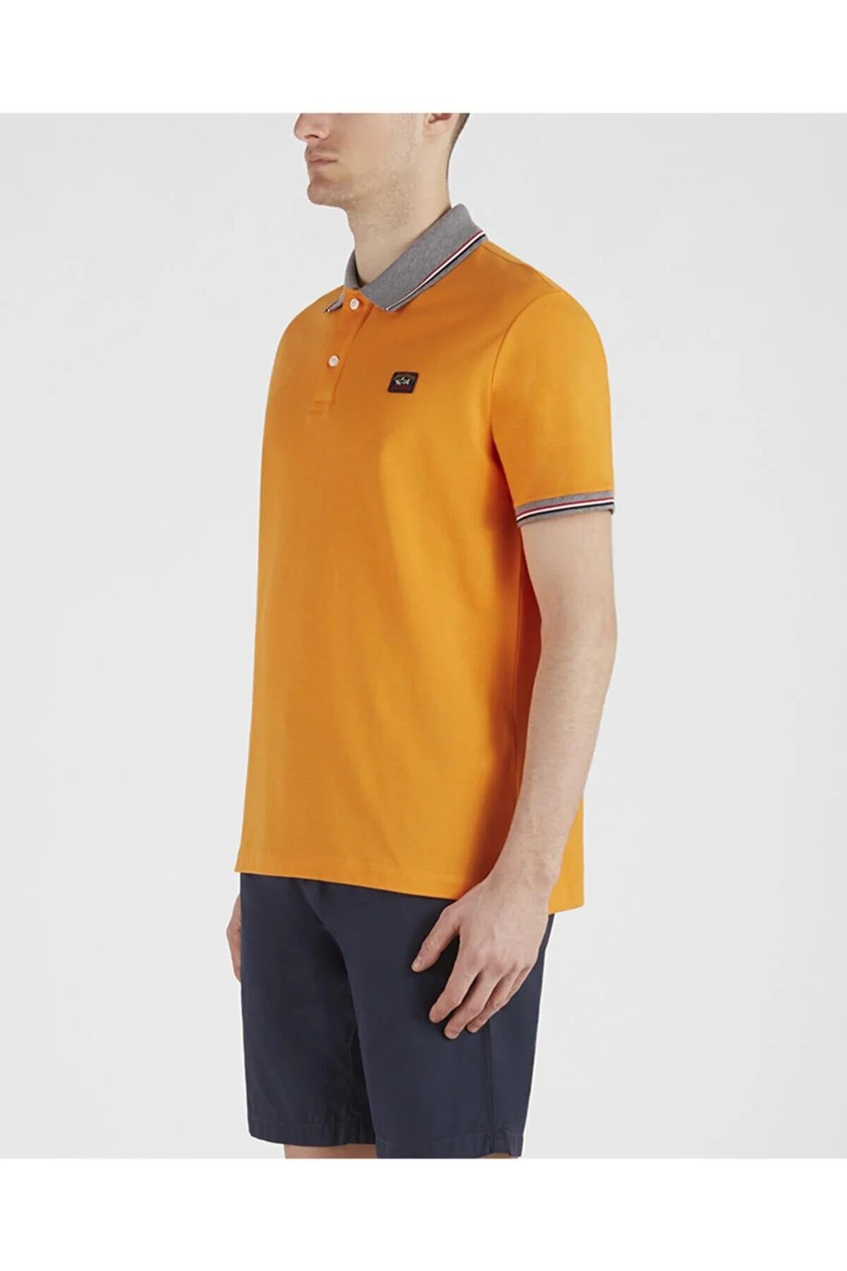 Paul Shark Paul Shark Erkek Marka Logolu Polo Yakalı Organik Pamuklu Turuncu Polo Yaka T-Shirt 21411229-168
