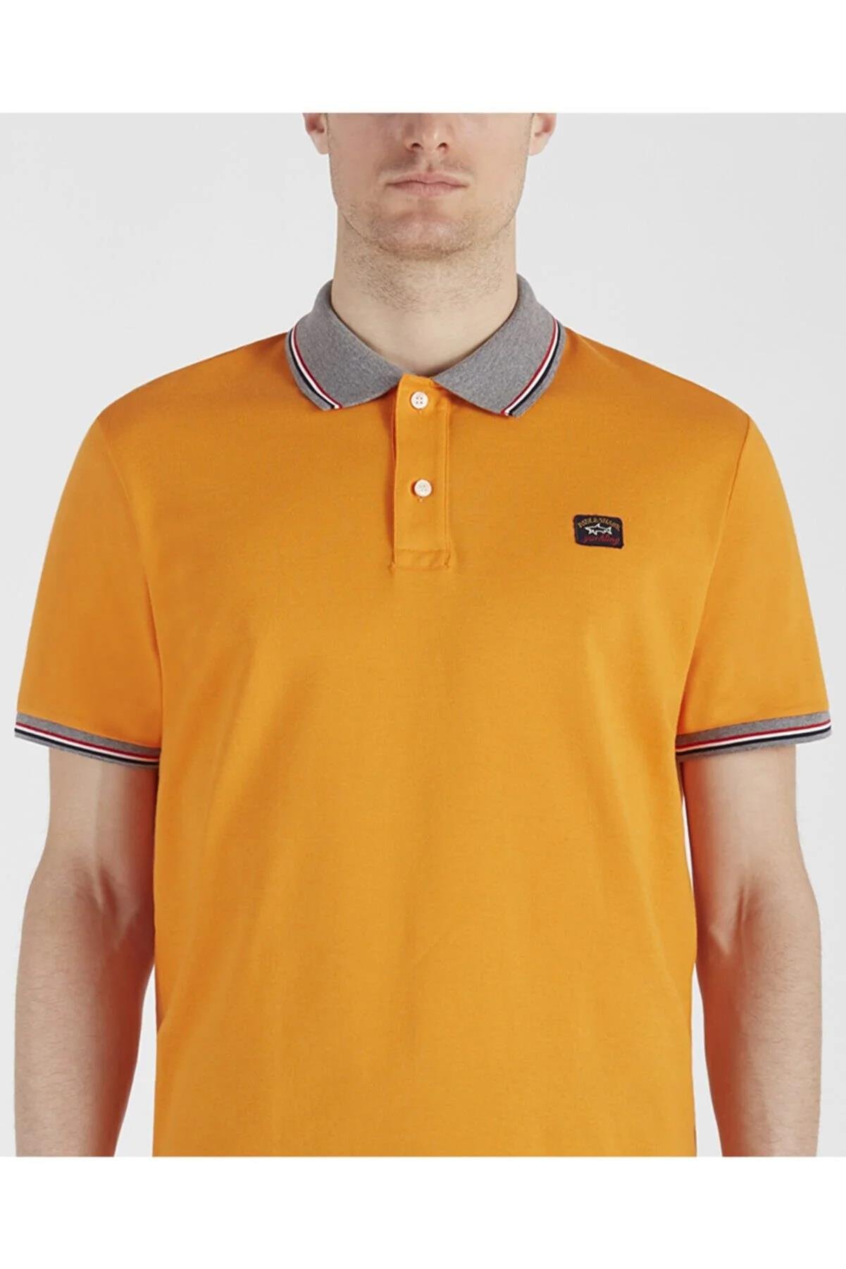 Paul Shark Paul Shark Erkek Marka Logolu Polo Yakalı Organik Pamuklu Turuncu Polo Yaka T-Shirt 21411229-168