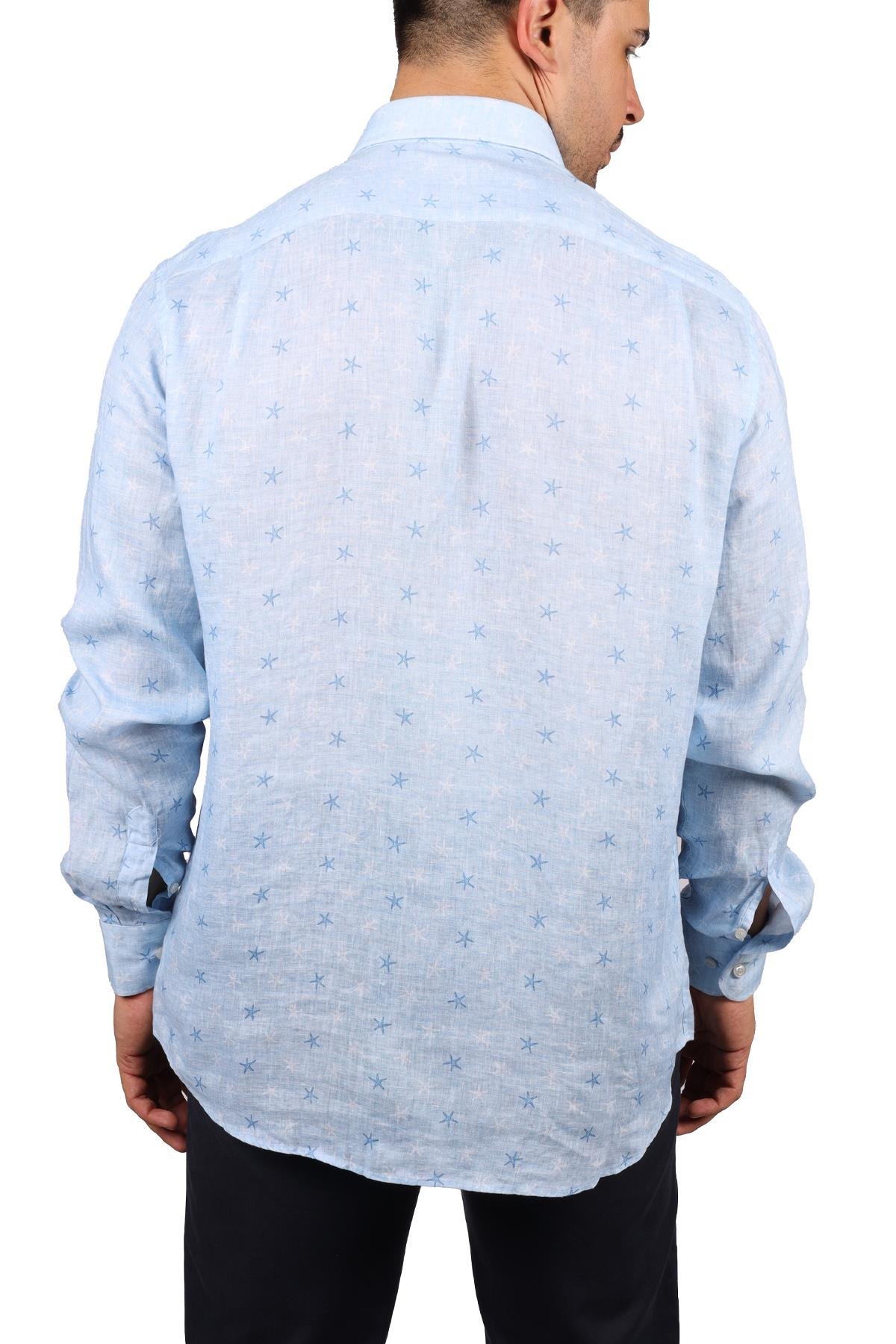 Paul Shark Paul Shark Erkek Marka Logo Detaylı Regular Fit Uzun Kollu Mavi Gömlek 23413114J-002