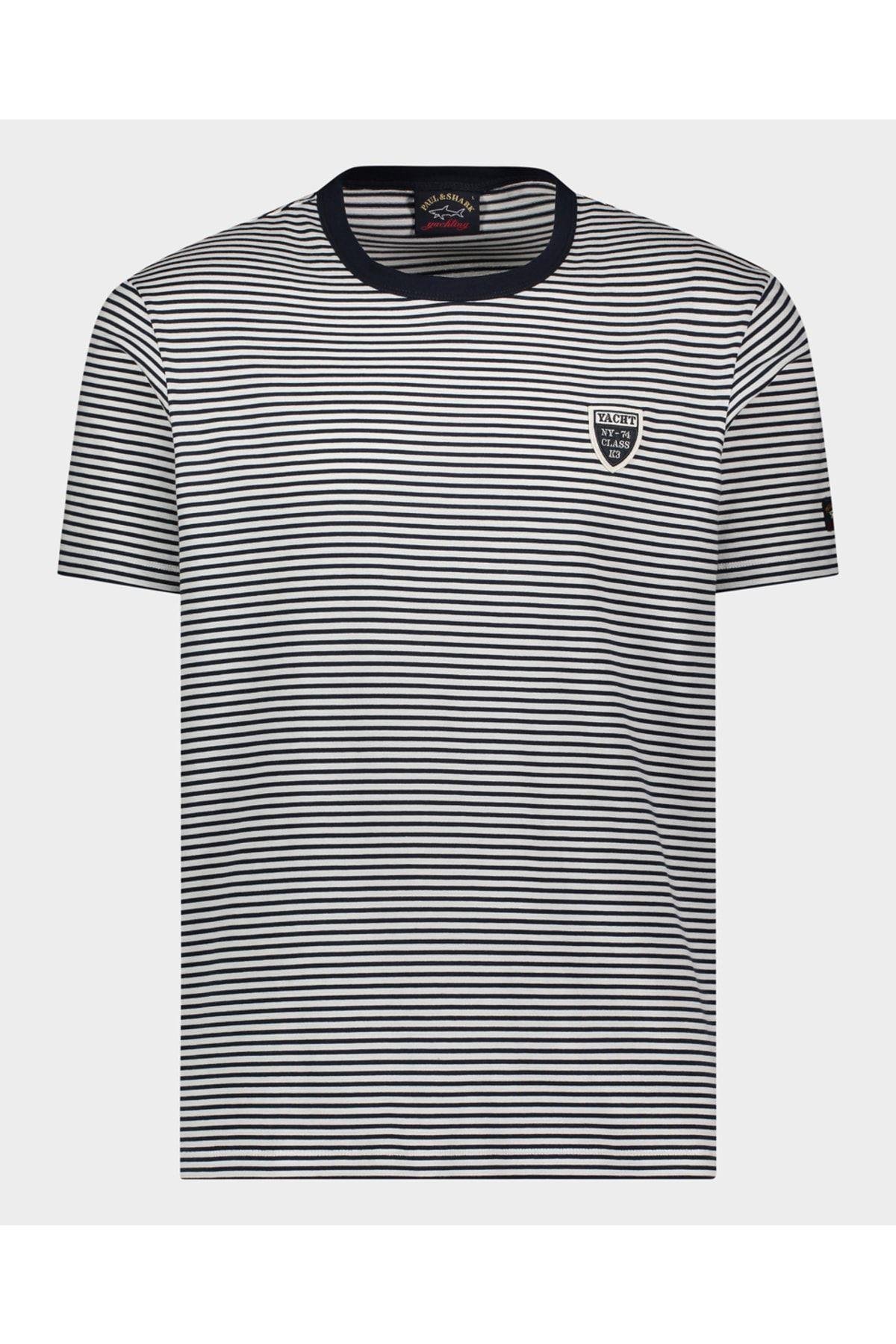 Paul Shark Paul Shark Erkek Marka Logolu Basic Bisiklet Yaka Kısa Kollu Mavi Büyük Beden T-Shirt 22411096A-211