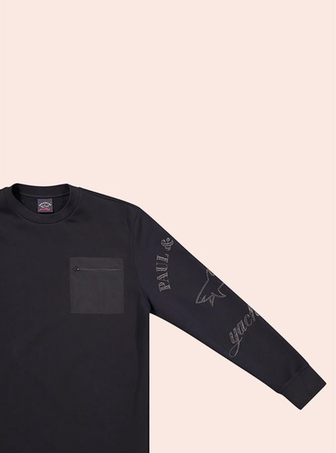 Paul Shark Paul Shark Erkek Marka Logo Detaylı Regular Fit Uzun Kollu Siyah Sweatshirt 12311821-011