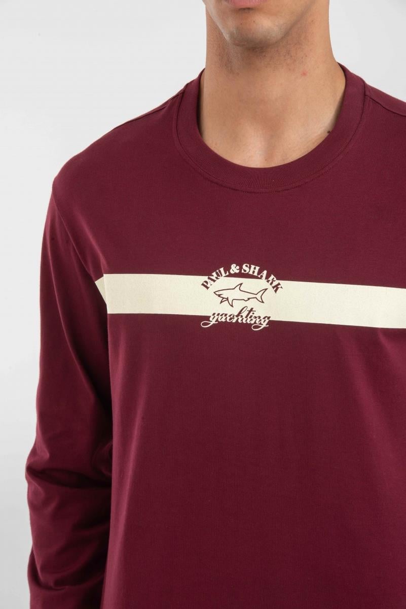 Paul Shark Paul Shark Erkek Marka Logo Detaylı Regular Fit Kısa Kollu Bordo T-Shirt A20P1689-411