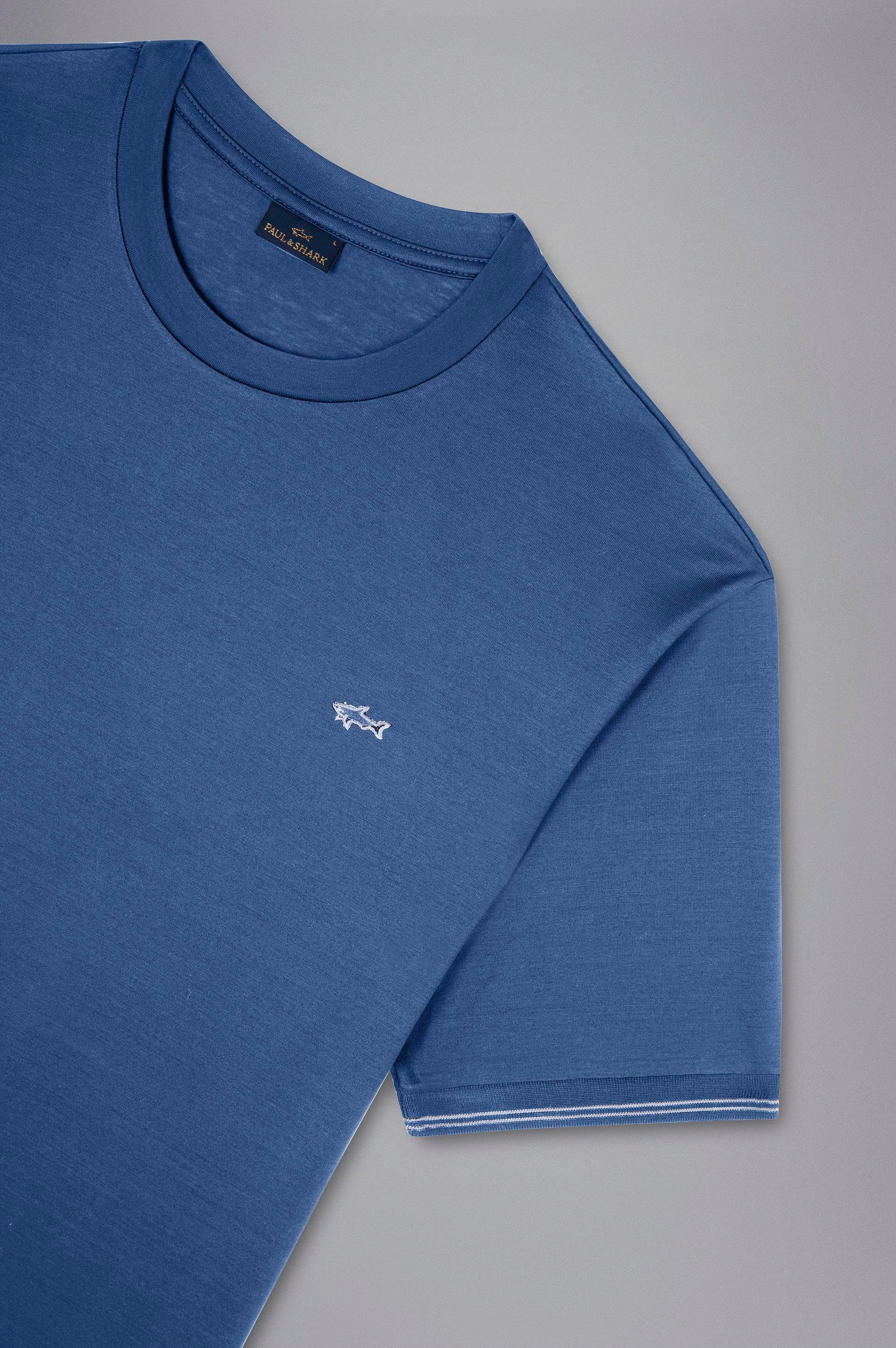 Paul Shark Paul Shark Erkek Marka Logolu Pamuklu Normal Kalıp Günlük Mavi T-Shirt 24411015-337