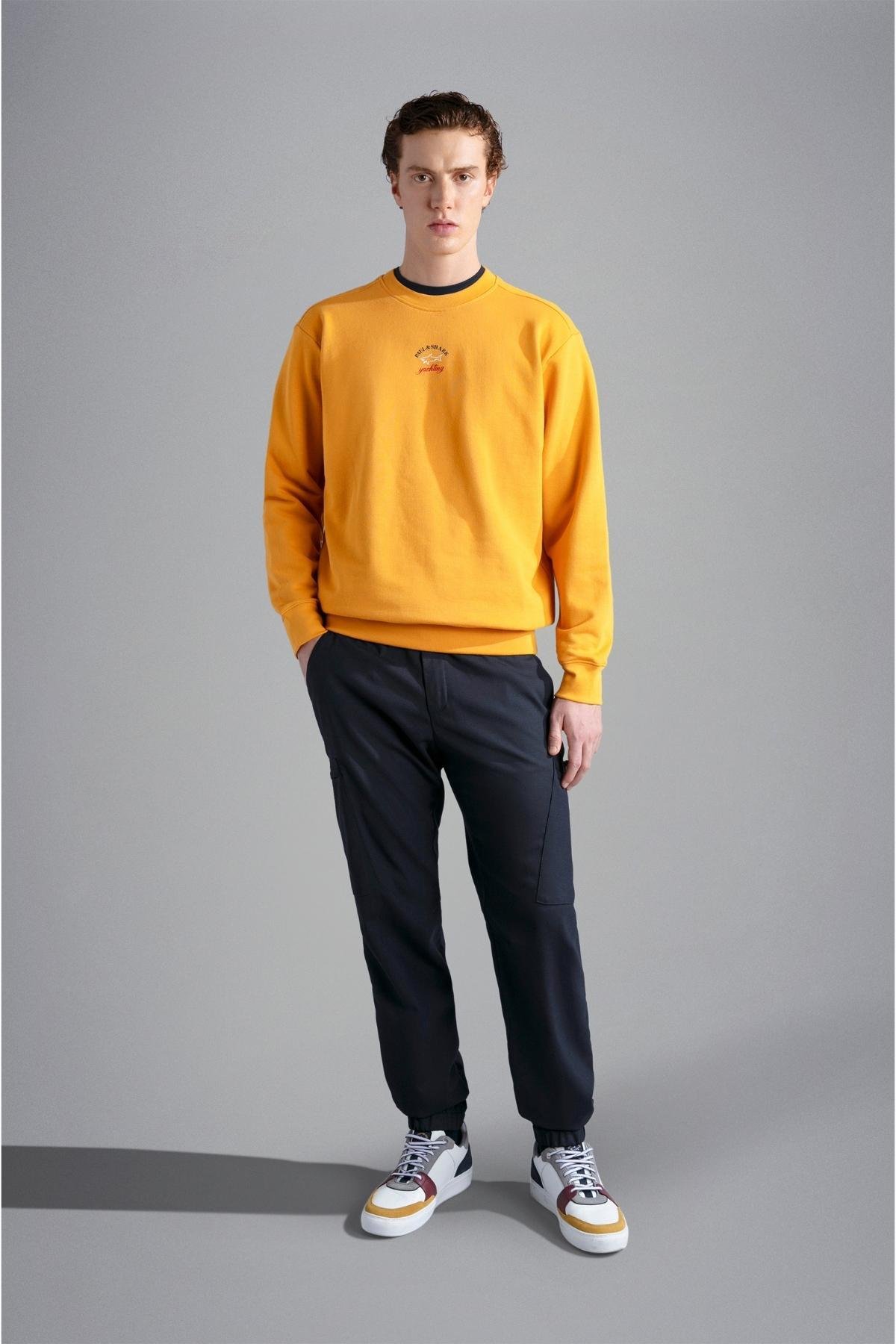 Paul Shark Paul Shark Erkek Marka Logolu Uzun Kollu Rahat Sarı Sweatshirt 13311831-024