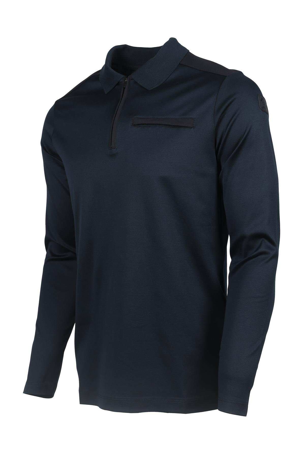 Paul Shark Paul Shark Erkek Marka Logolu Uzun Kollu Rahat Lacivert Polo Yaka T-Shirt 13311705-013