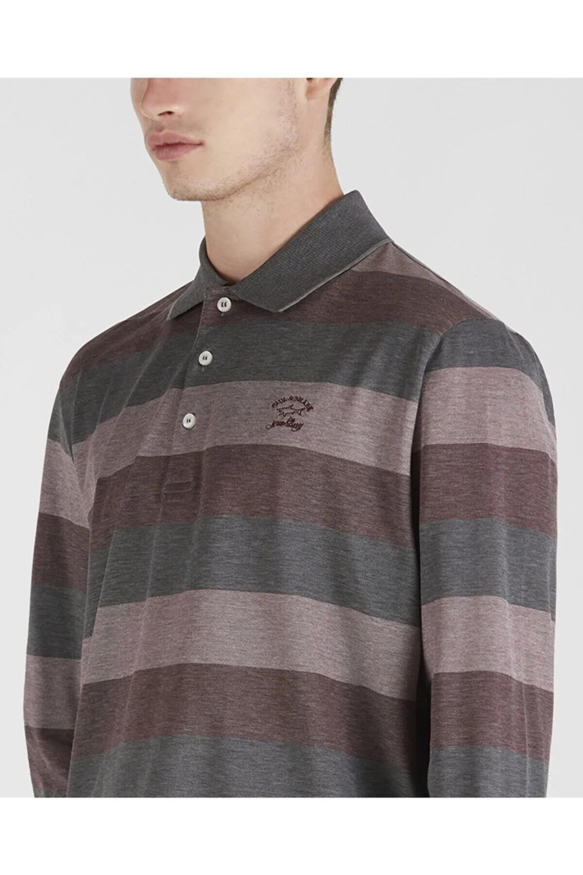 Paul Shark Paul Shark Erkek Marka Logo Detaylı Regular Fit Uzun Kollu Bordo Polo Yaka T-Shirt A20P1792-628