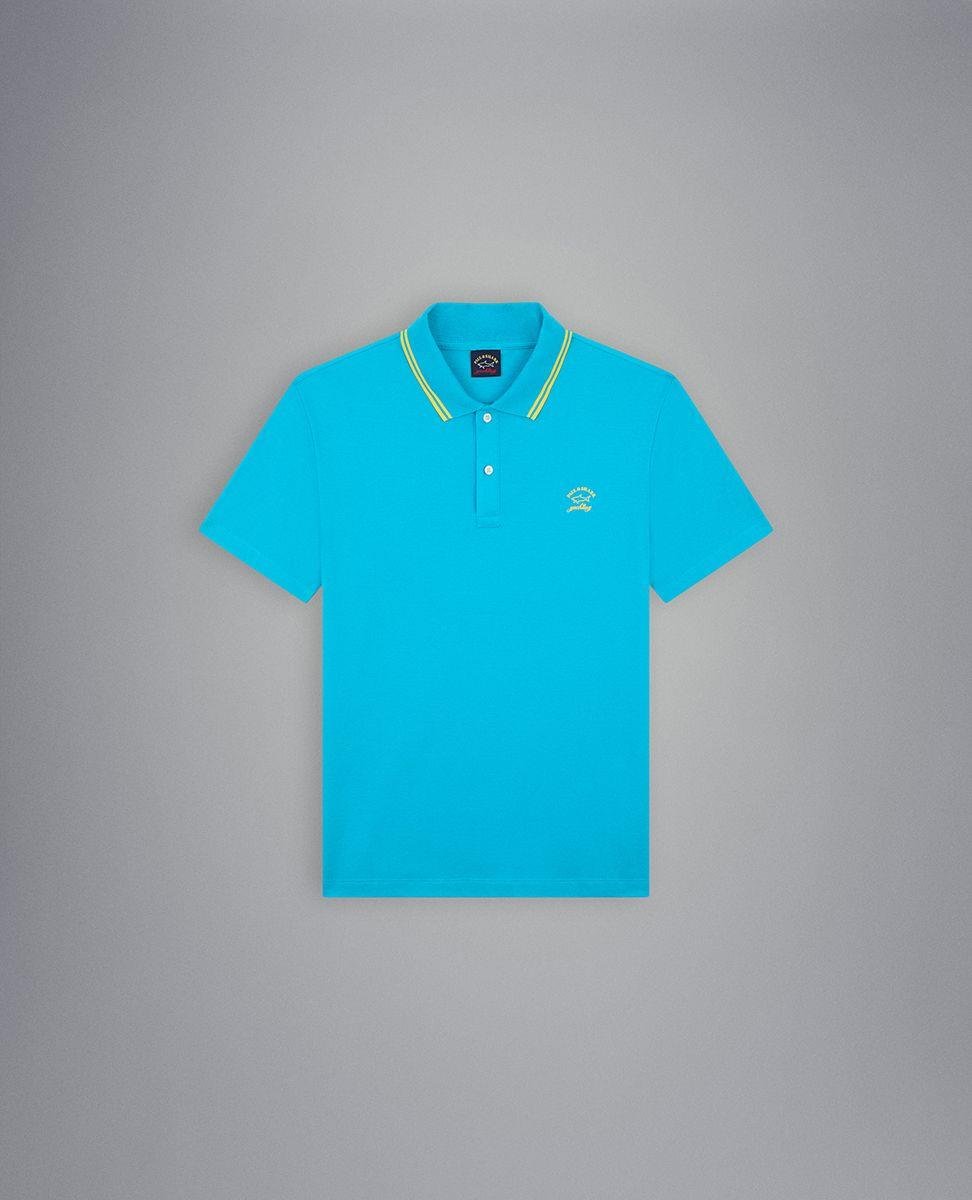 Paul Shark Paul Shark Erkek Marka Logo Detaylı Regular Fit Kısa Kollu Turkuaz Polo Yaka T-Shirt 23411233-750