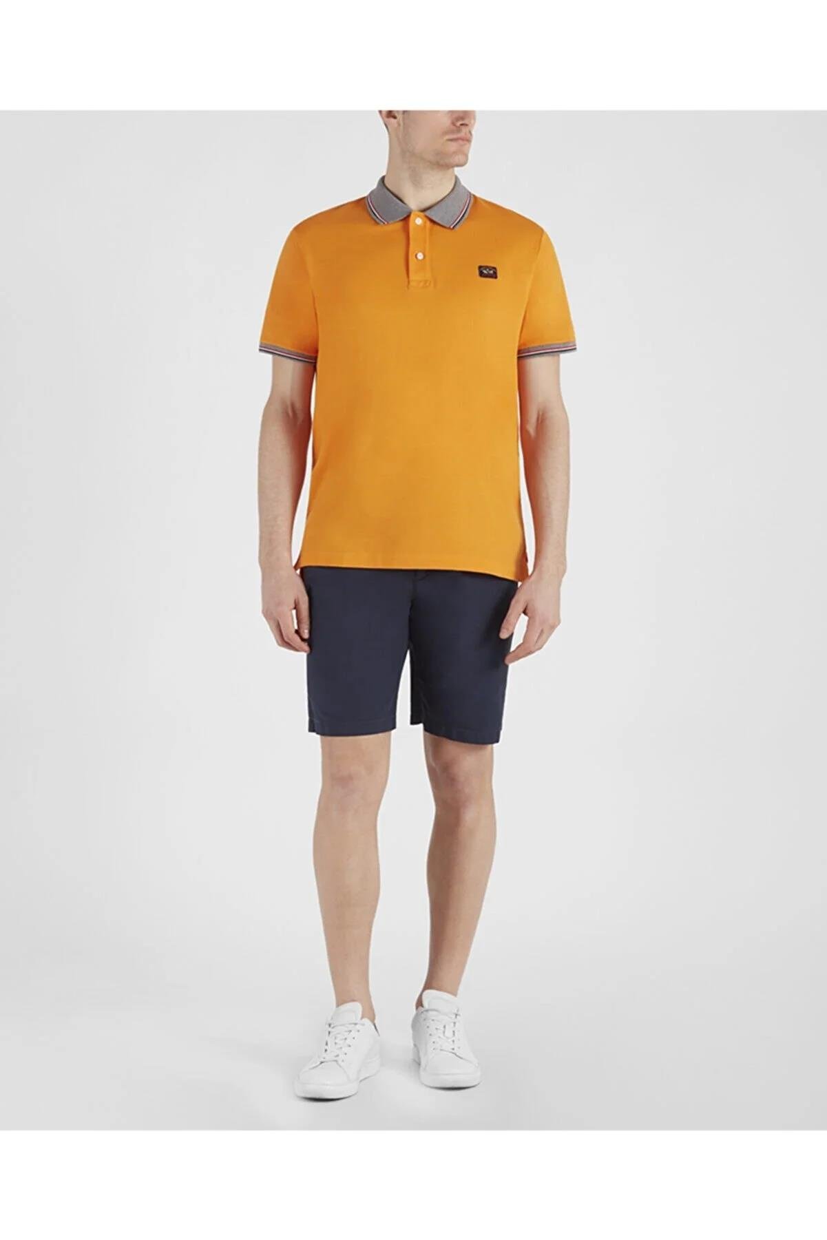 Paul Shark Paul Shark Erkek Marka Logolu Polo Yakalı Organik Pamuklu Turuncu Polo Yaka T-Shirt 21411229-168