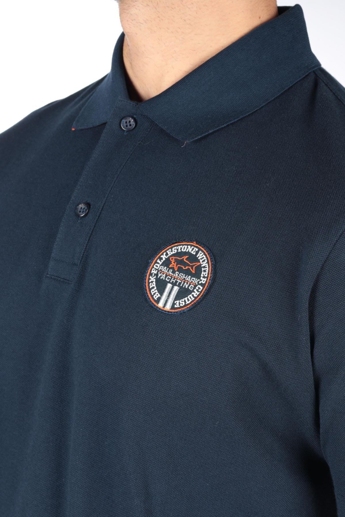 Paul Shark Paul Shark Erkek Marka Logo Detaylı Regular Fit Kısa Kollu Lacivert Polo Yaka T-Shirt E20P1334-013