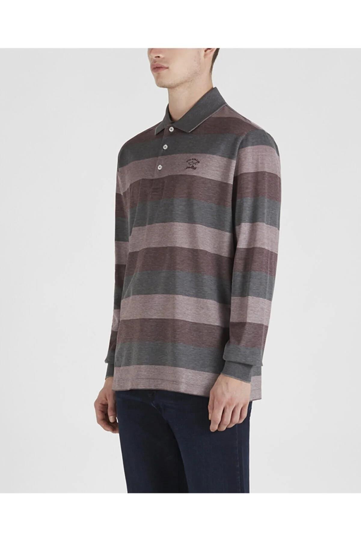 Paul Shark Paul Shark Erkek Marka Logo Detaylı Regular Fit Uzun Kollu Bordo Polo Yaka T-Shirt A20P1792-628