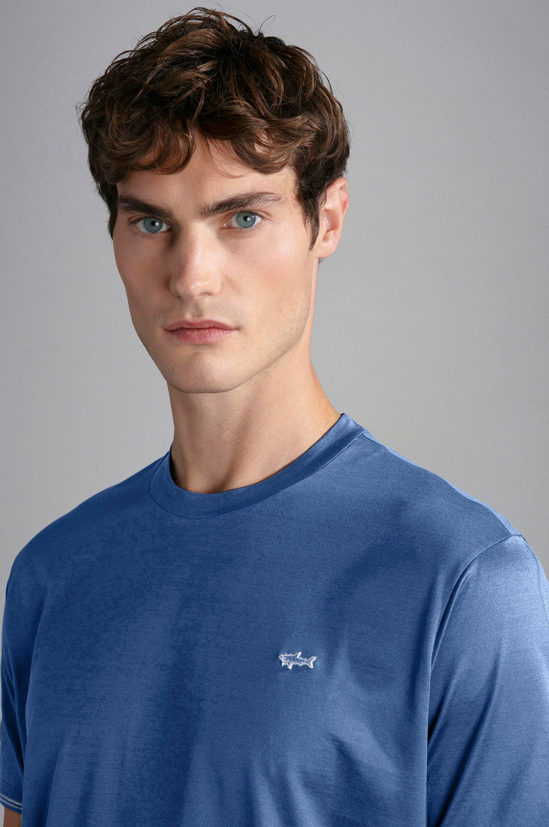 Paul Shark Paul Shark Erkek Marka Logolu Pamuklu Normal Kalıp Günlük Mavi T-Shirt 24411015-337