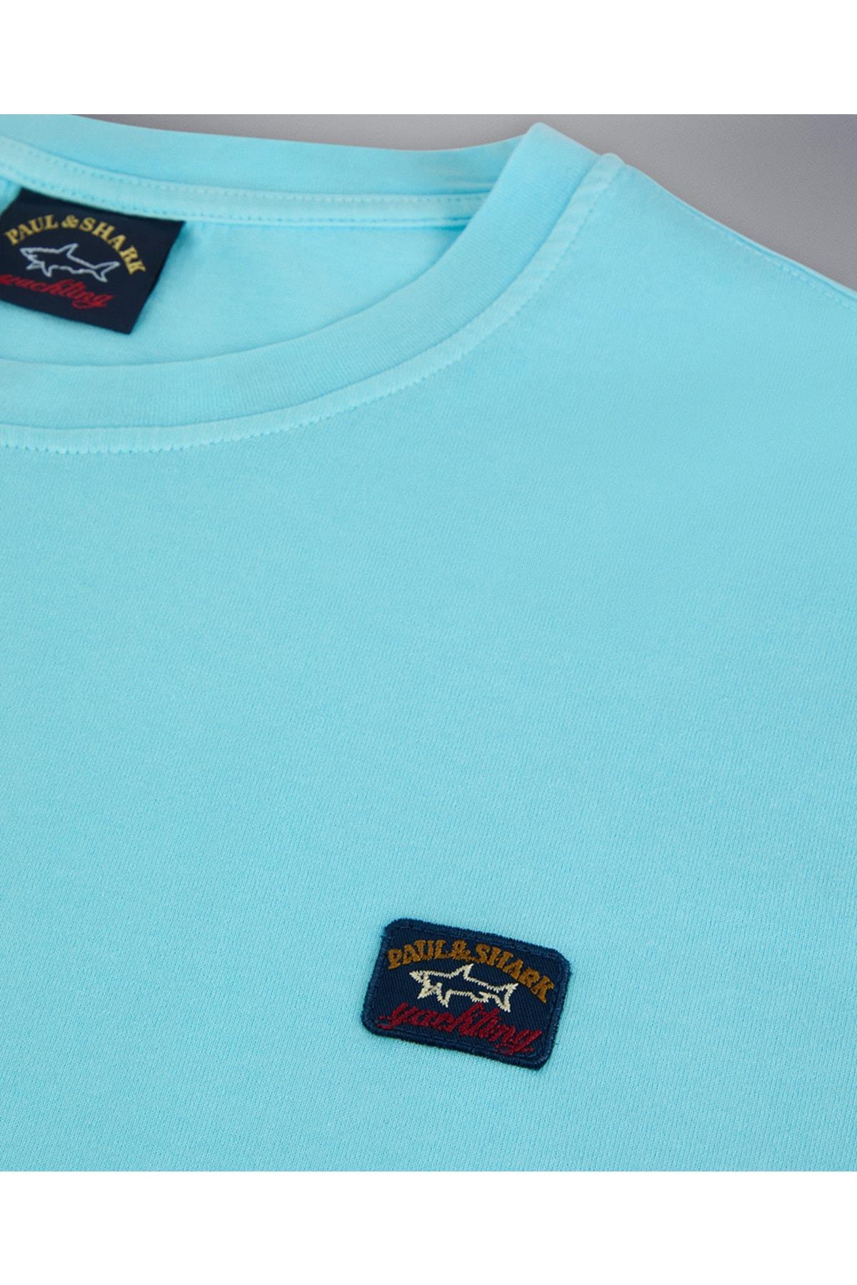 Paul Shark Paul Shark Erkek Marka Logolu Basic Bisiklet Yaka Kısa Kollu Mavi T-Shirt 23411052-291