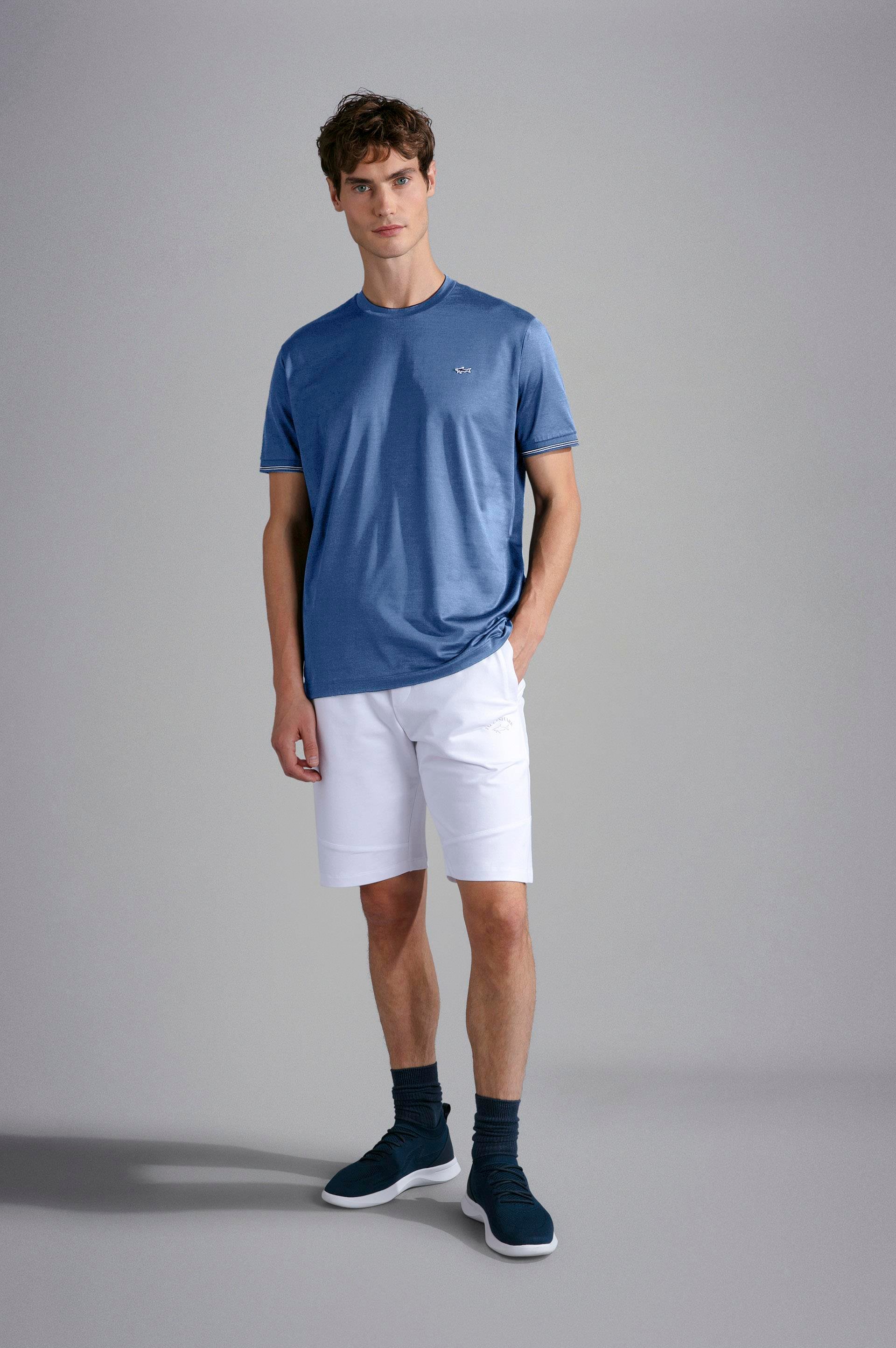 Paul Shark Paul Shark Erkek Marka Logolu Pamuklu Normal Kalıp Günlük Mavi T-Shirt 24411015-337