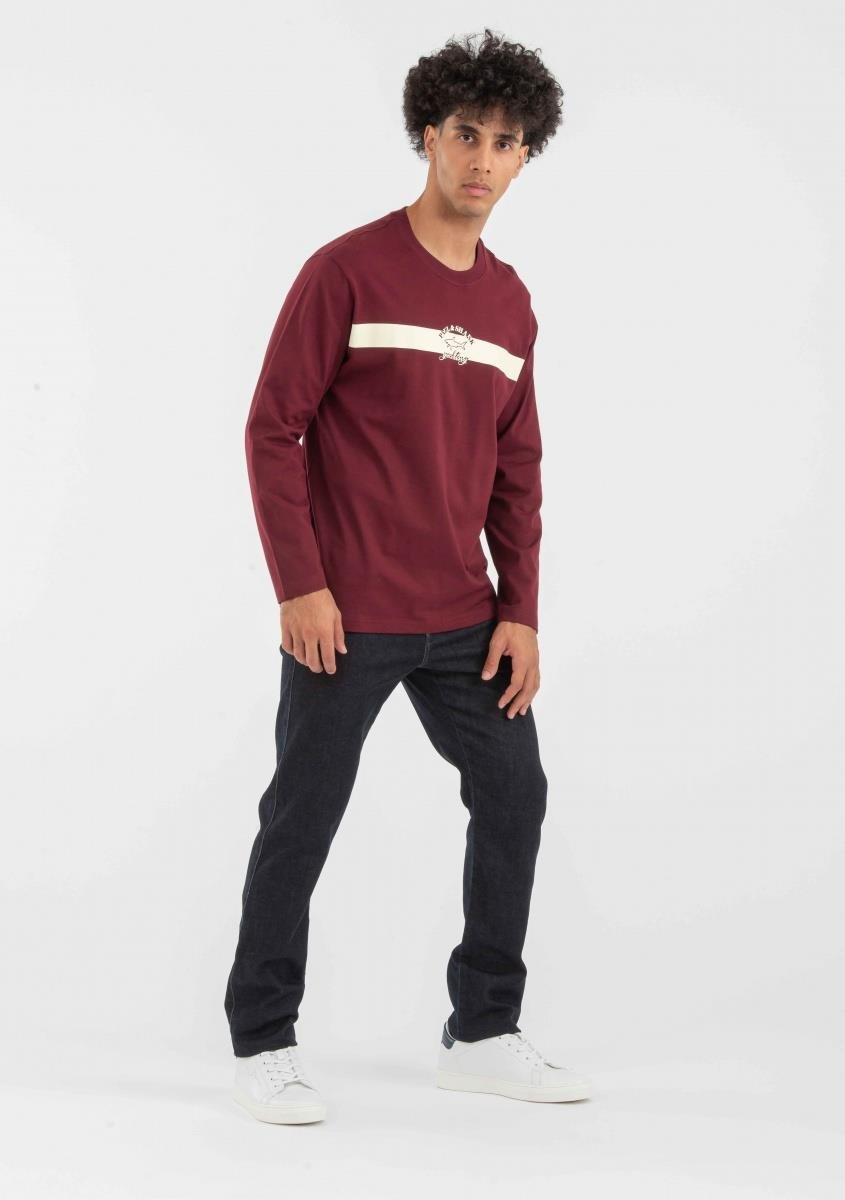 Paul Shark Paul Shark Erkek Marka Logo Detaylı Regular Fit Kısa Kollu Bordo T-Shirt A20P1689-411