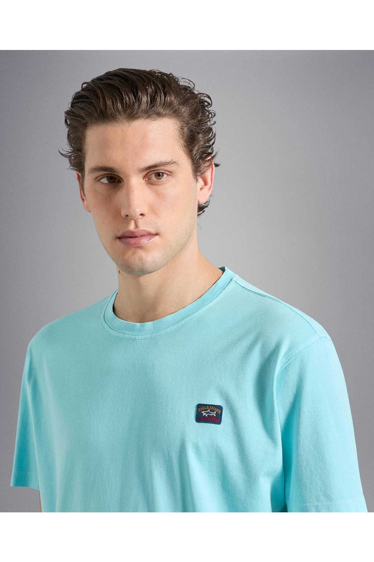 Paul Shark Paul Shark Erkek Marka Logolu Basic Bisiklet Yaka Kısa Kollu Mavi T-Shirt 23411052-291