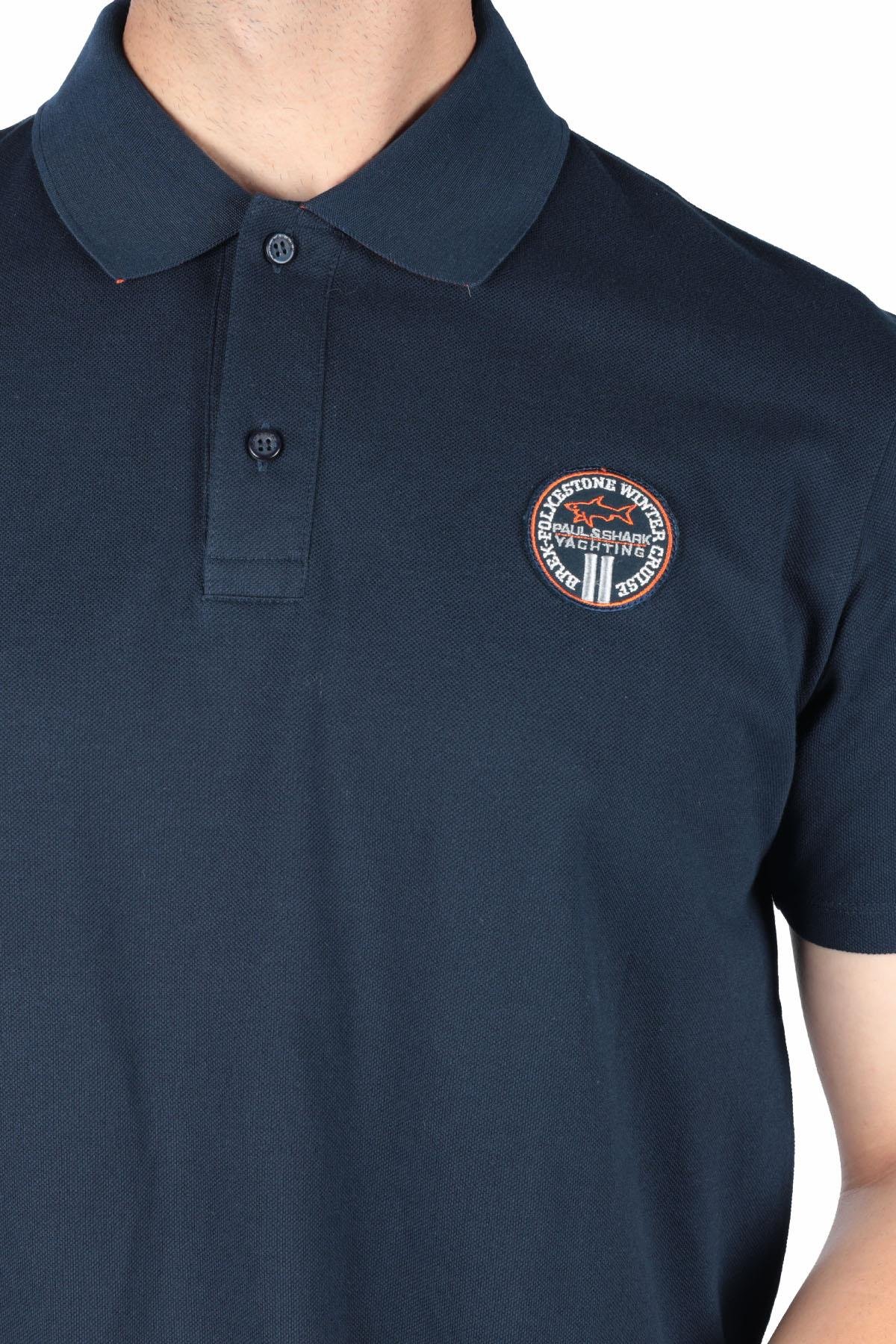 Paul Shark Paul Shark Erkek Marka Logo Detaylı Regular Fit Kısa Kollu Lacivert Polo Yaka T-Shirt E20P1334-013