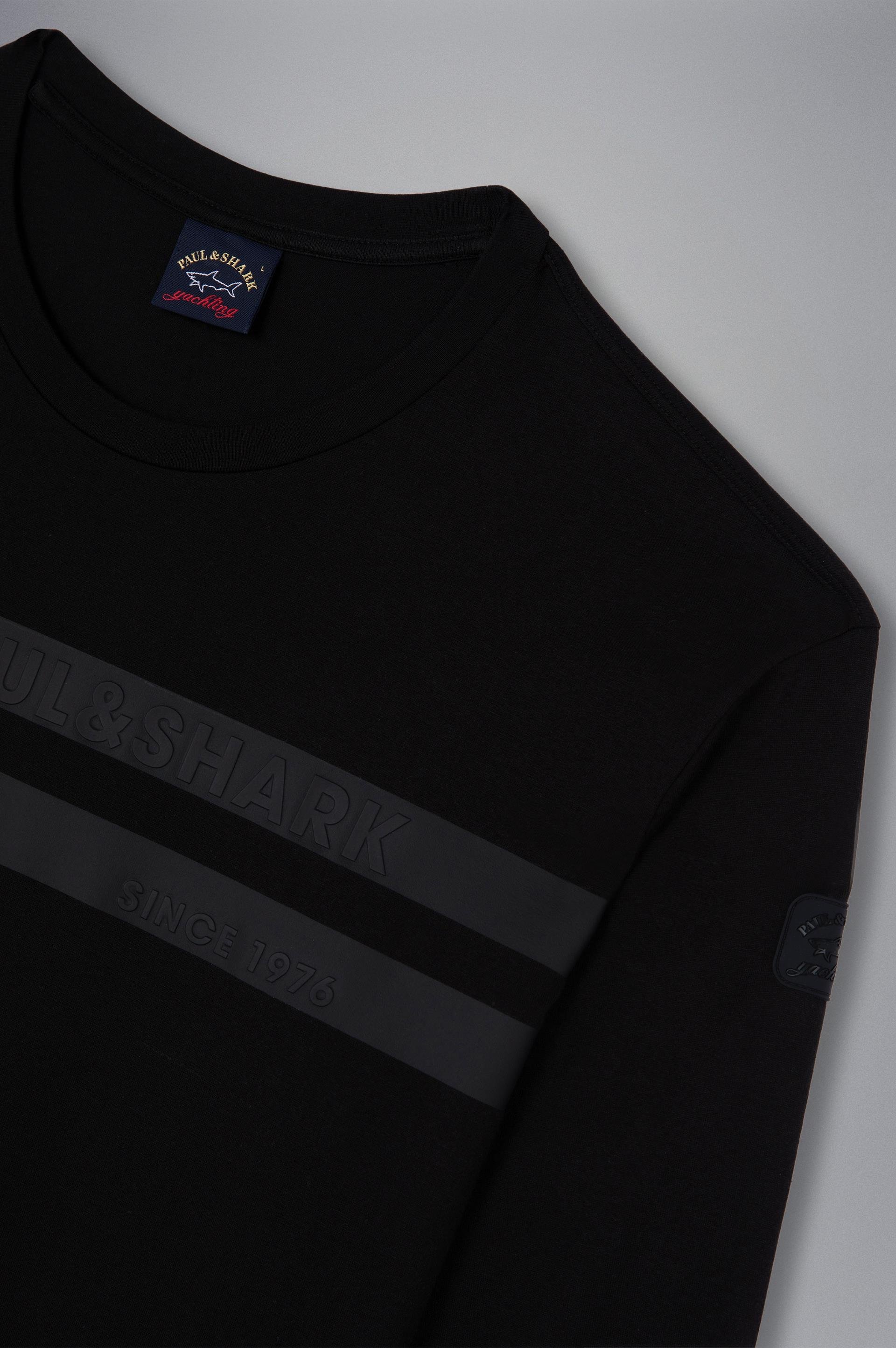 Paul Shark Paul Shark Erkek Marka Logo Detaylı Regular Fit Uzun Kollu Siyah T-Shirt 13311638-011