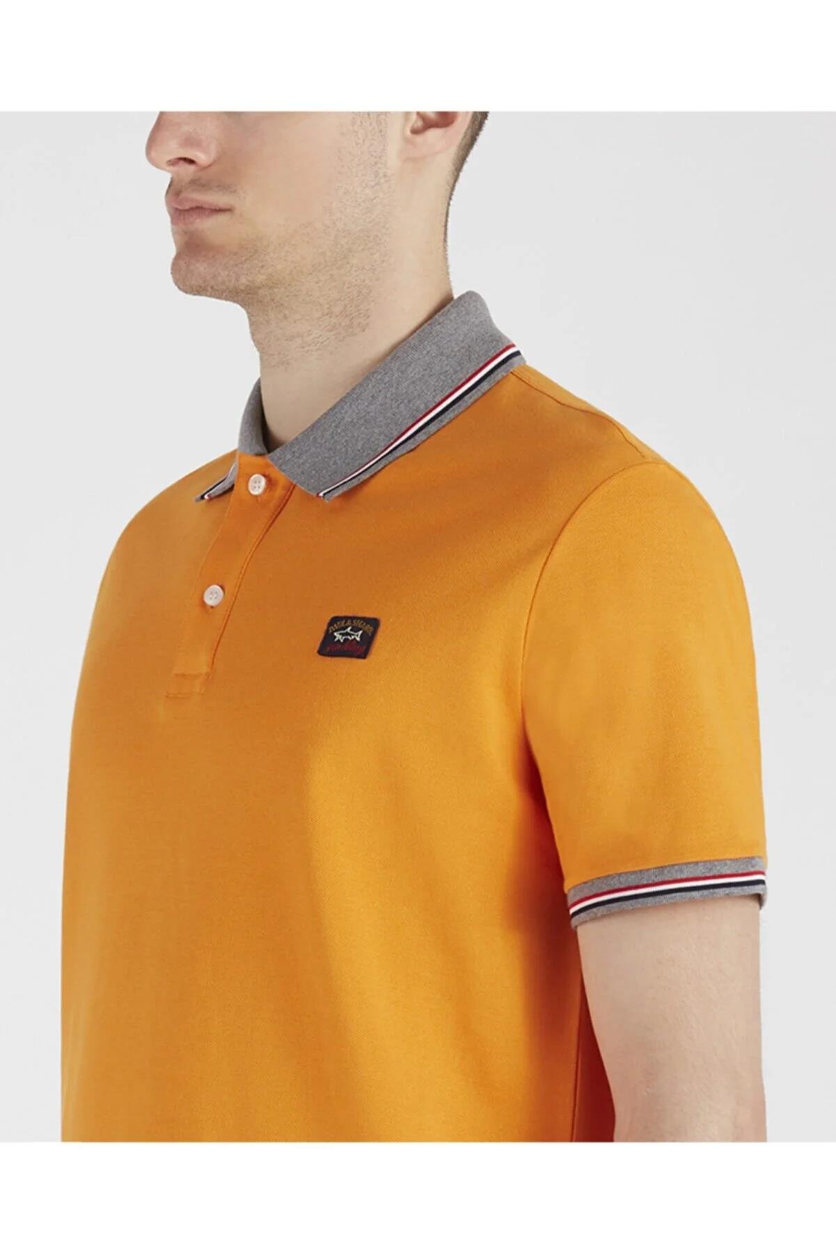 Paul Shark Paul Shark Erkek Marka Logolu Polo Yakalı Organik Pamuklu Turuncu Polo Yaka T-Shirt 21411229-168