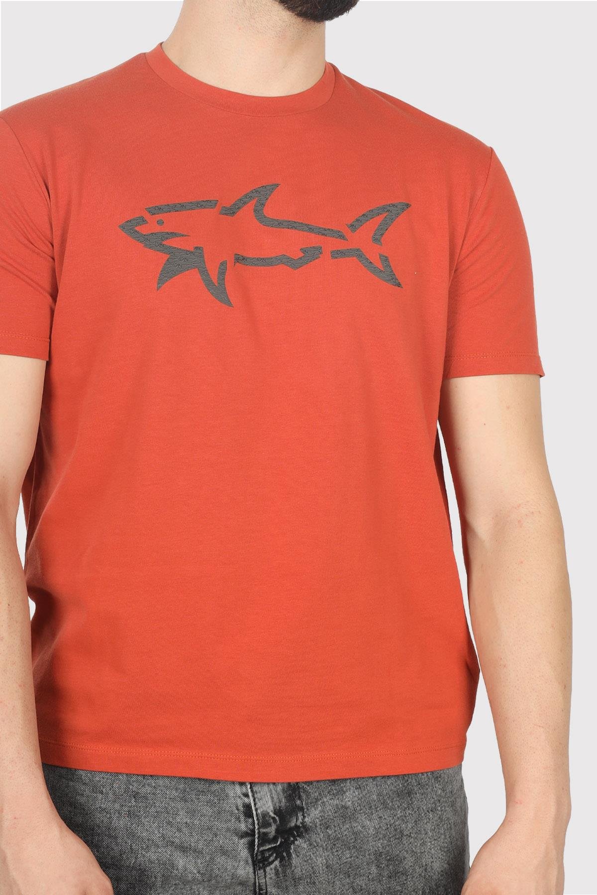 Paul Shark Paul Shark Erkek Marka Logolu Regular Fit Pamuklu Kısa Kol Turuncu T-Shirt 14311653-972