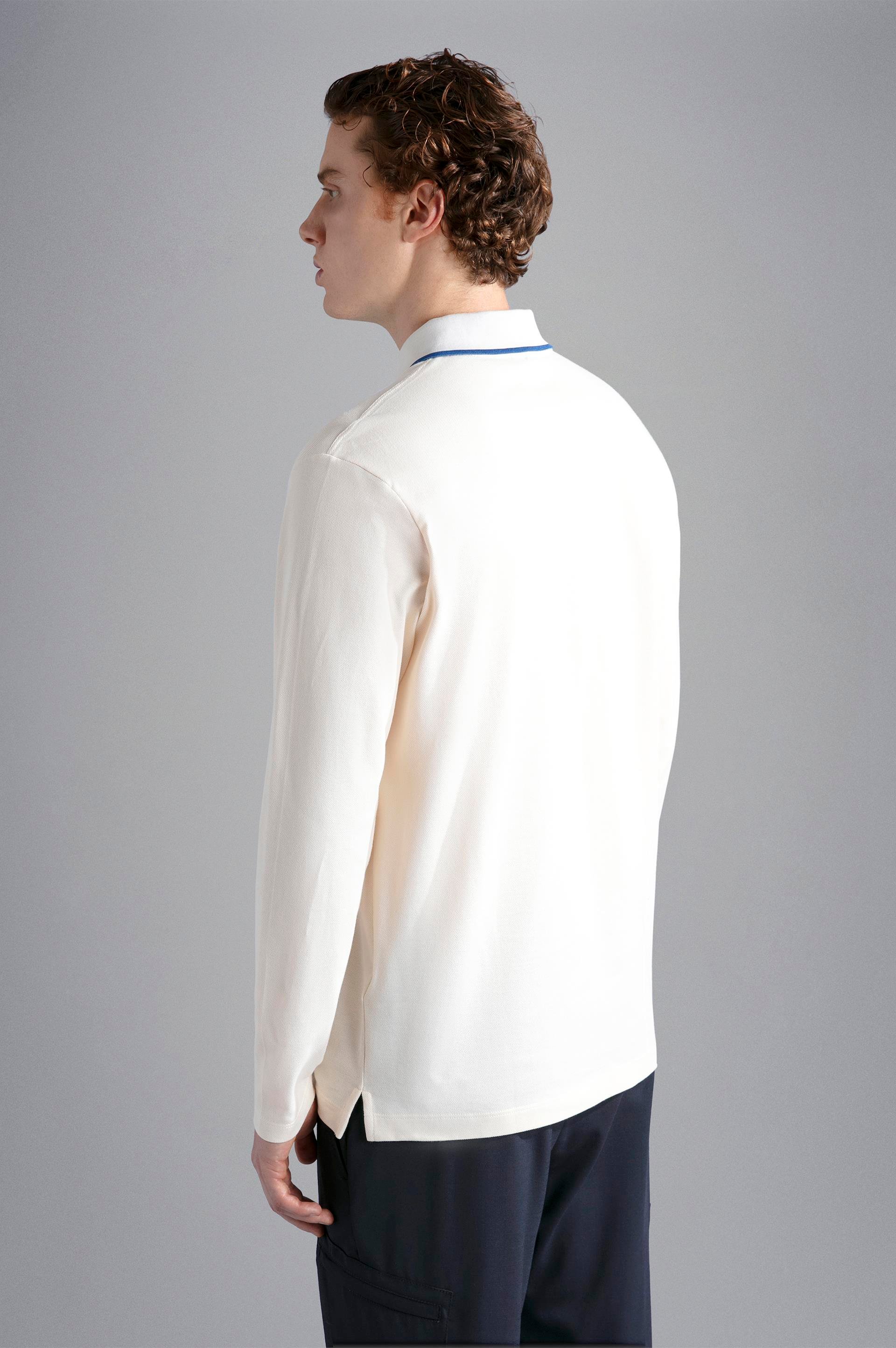 Paul Shark Paul Shark Erkek Marka Logolu Uzun Kollu Rahat Krem Polo Yaka T-Shirt 13311755-490