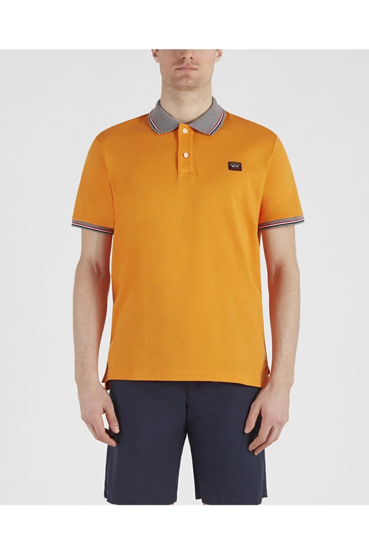 Paul Shark Paul Shark Erkek Marka Logolu Polo Yakalı Organik Pamuklu Turuncu Polo Yaka T-Shirt 21411229-168