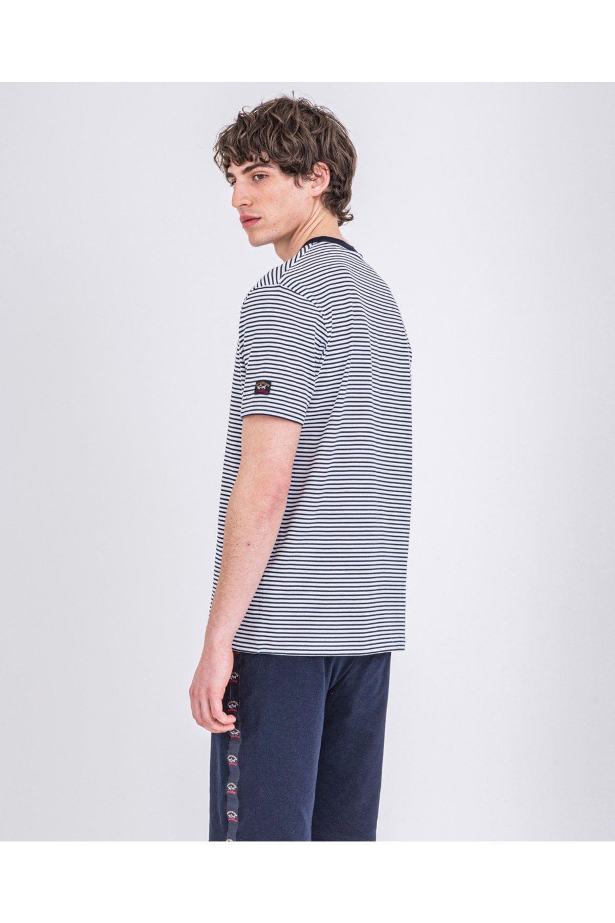 Paul Shark Paul Shark Erkek Marka Logolu Basic Bisiklet Yaka Kısa Kollu Mavi Büyük Beden T-Shirt 22411096A-211