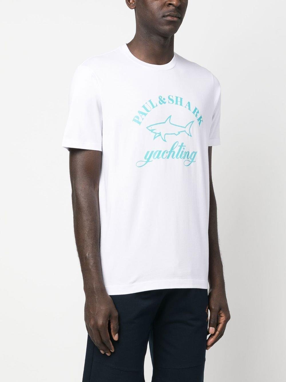 Paul Shark Paul Shark Erkek Marka Logo Detaylı Regular Fit Kısa Kollu Beyaz T-Shirt 23411015-010