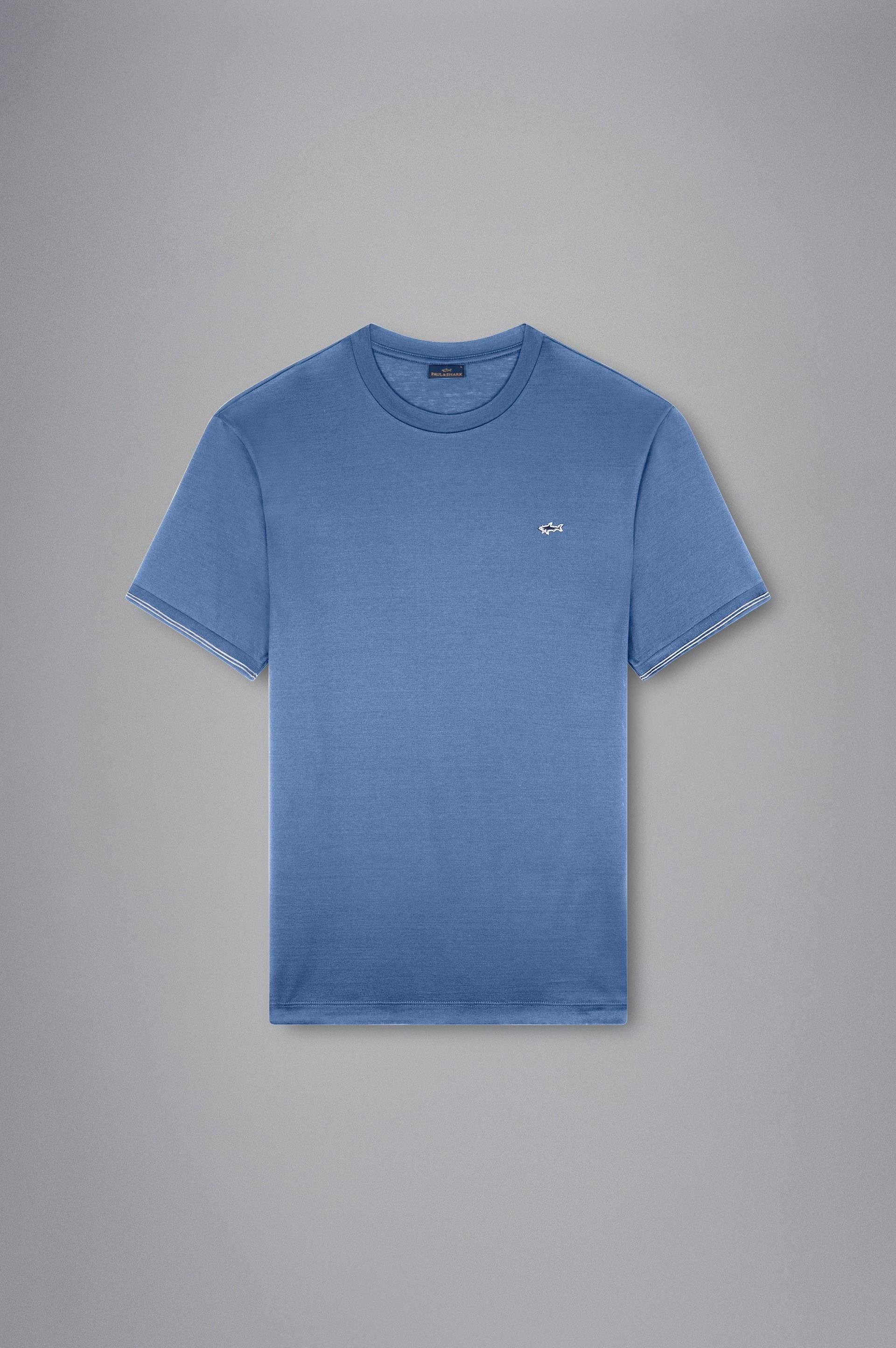 Paul Shark Paul Shark Erkek Marka Logolu Pamuklu Normal Kalıp Günlük Mavi T-Shirt 24411015-337