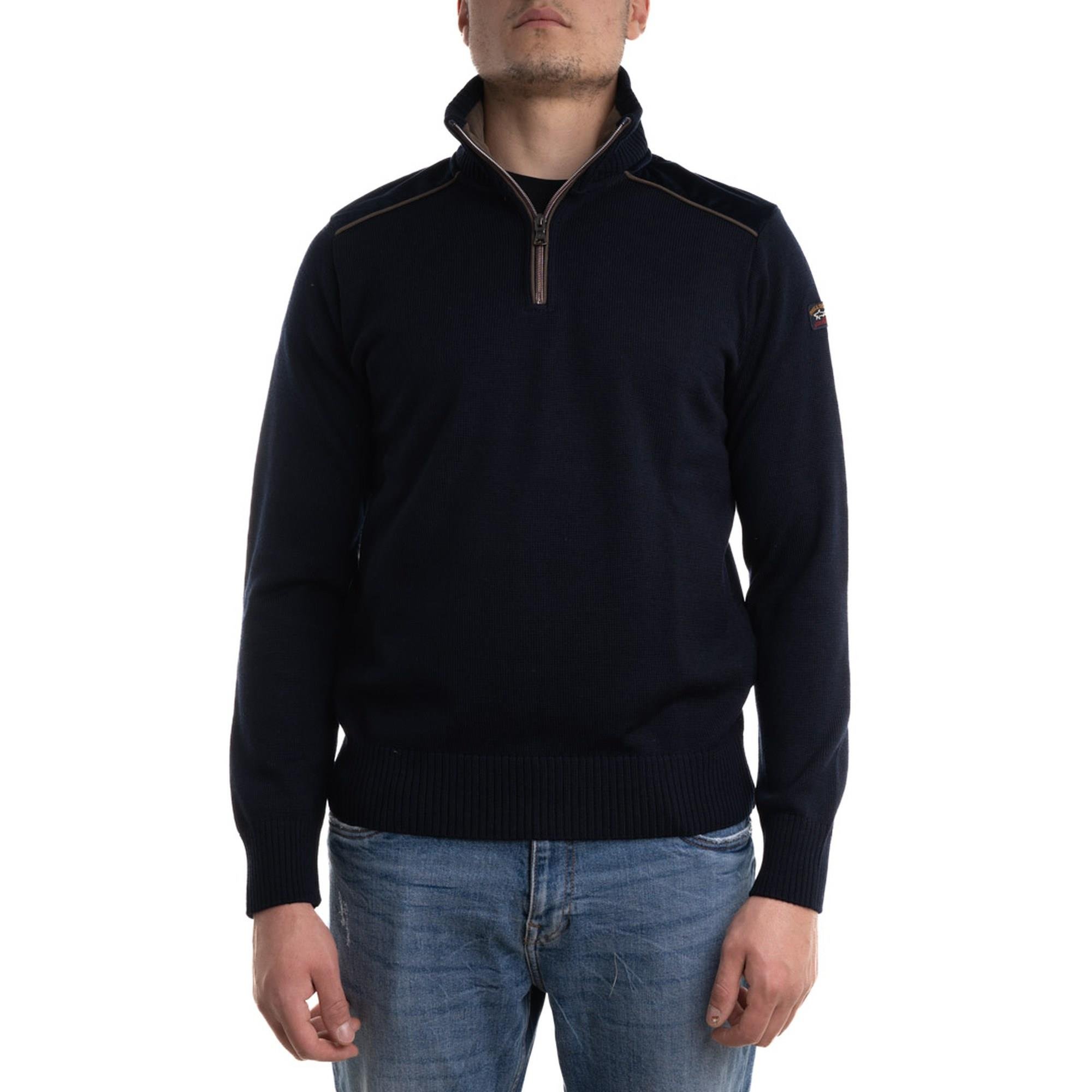 Paul Shark Paul Shark Erkek Marka Logo Detaylı Dik Yaka Fermuar Kapamalı Siyah Kazak 12311130-011