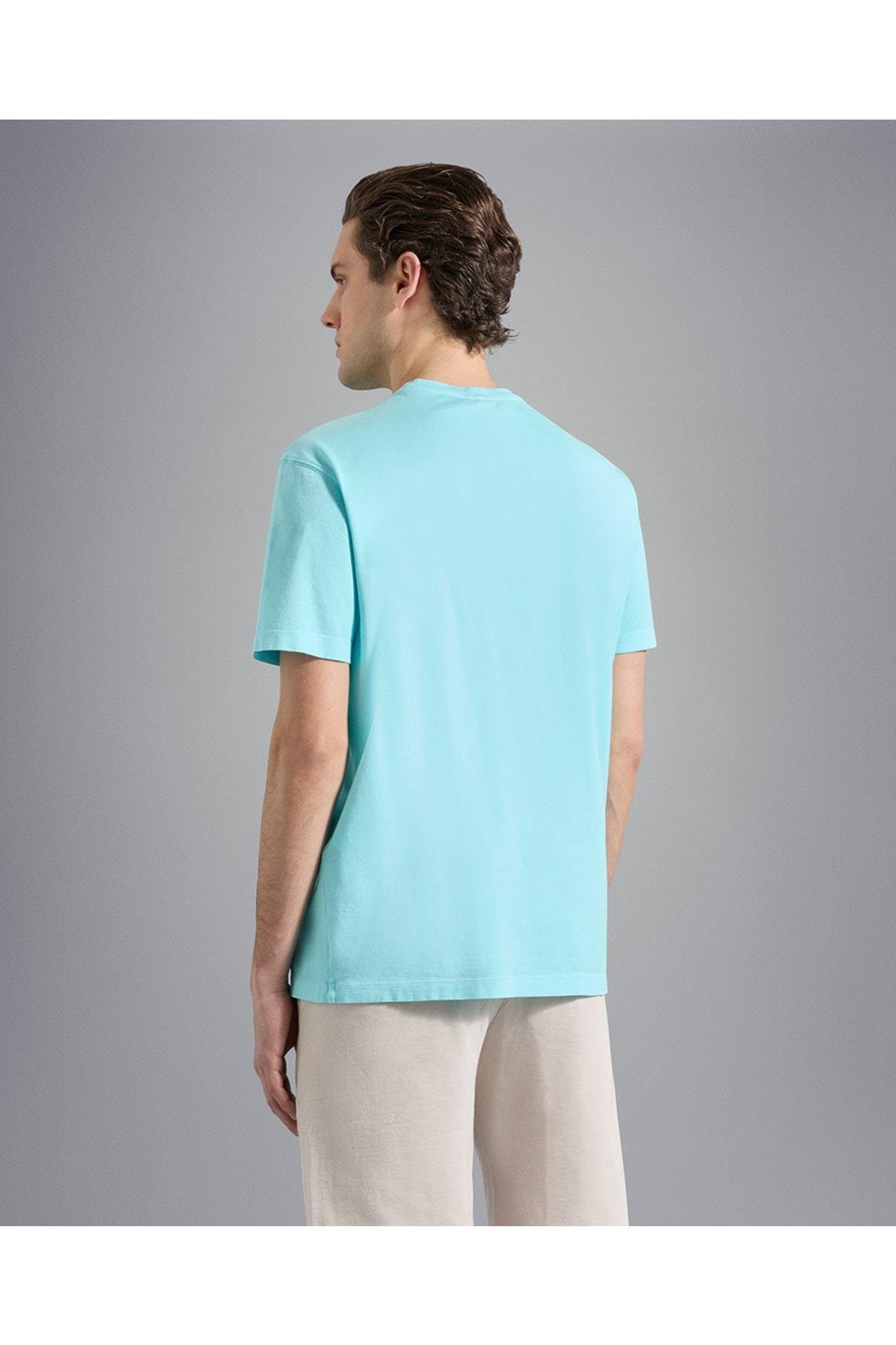 Paul Shark Paul Shark Erkek Marka Logolu Basic Bisiklet Yaka Kısa Kollu Mavi T-Shirt 23411052-291