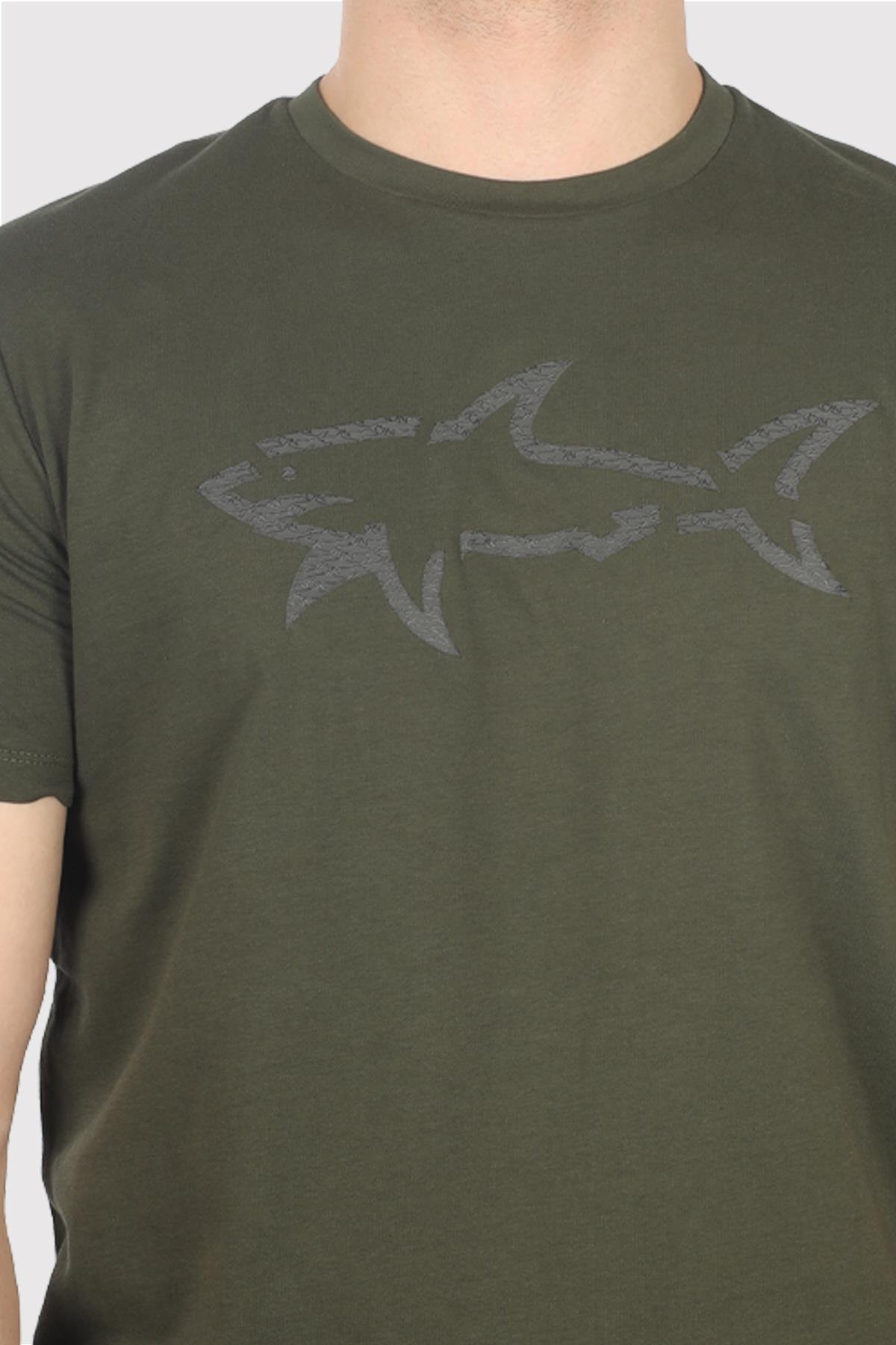 Paul Shark Paul Shark Erkek Marka Logolu Regular Fit Pamuklu Kısa Kol Haki T-Shirt 14311653-036