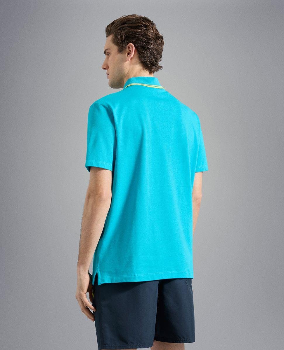Paul Shark Paul Shark Erkek Marka Logo Detaylı Regular Fit Kısa Kollu Turkuaz Polo Yaka T-Shirt 23411233-750