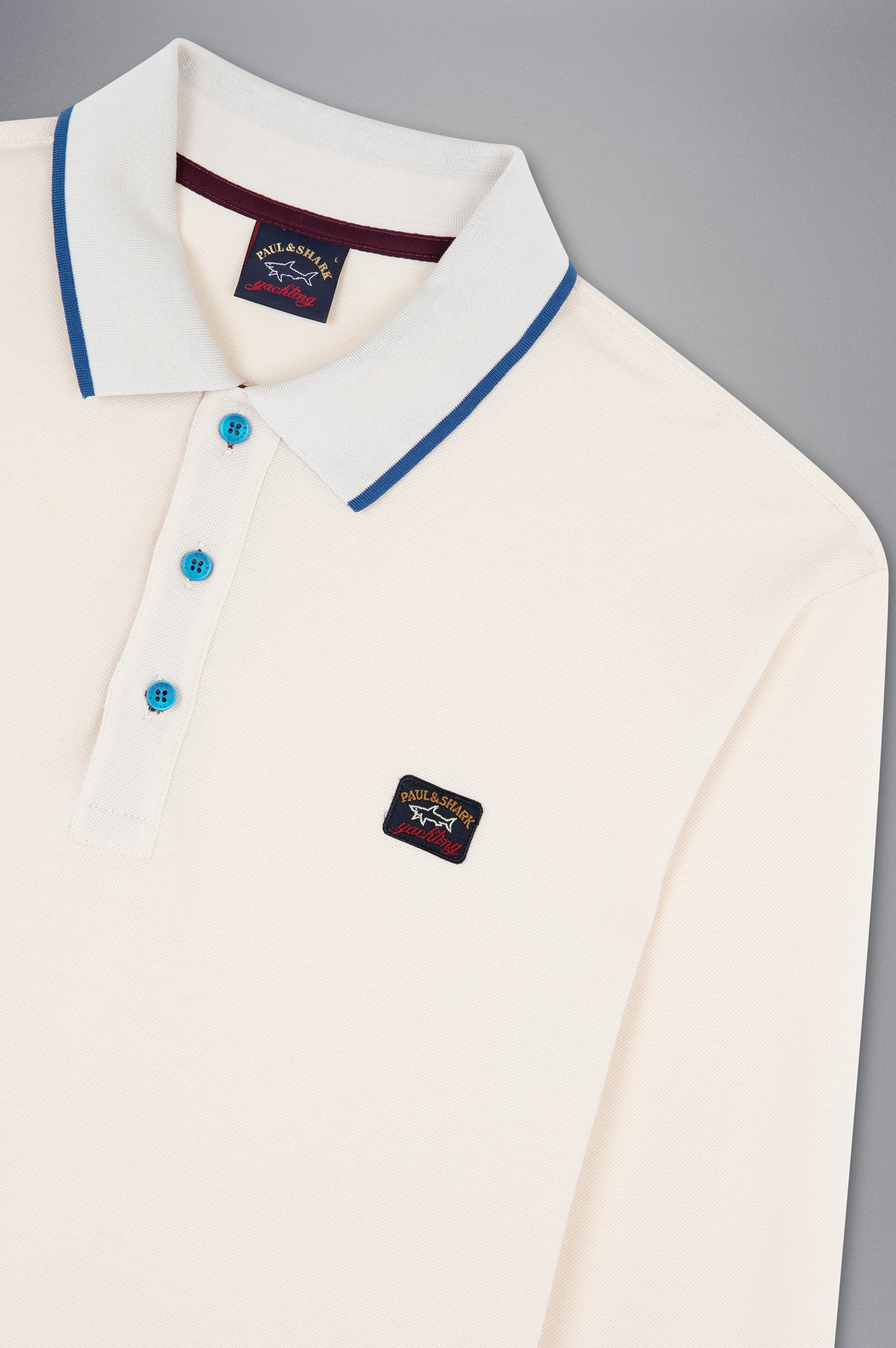 Paul Shark Paul Shark Erkek Marka Logolu Uzun Kollu Rahat Krem Polo Yaka T-Shirt 13311755-490