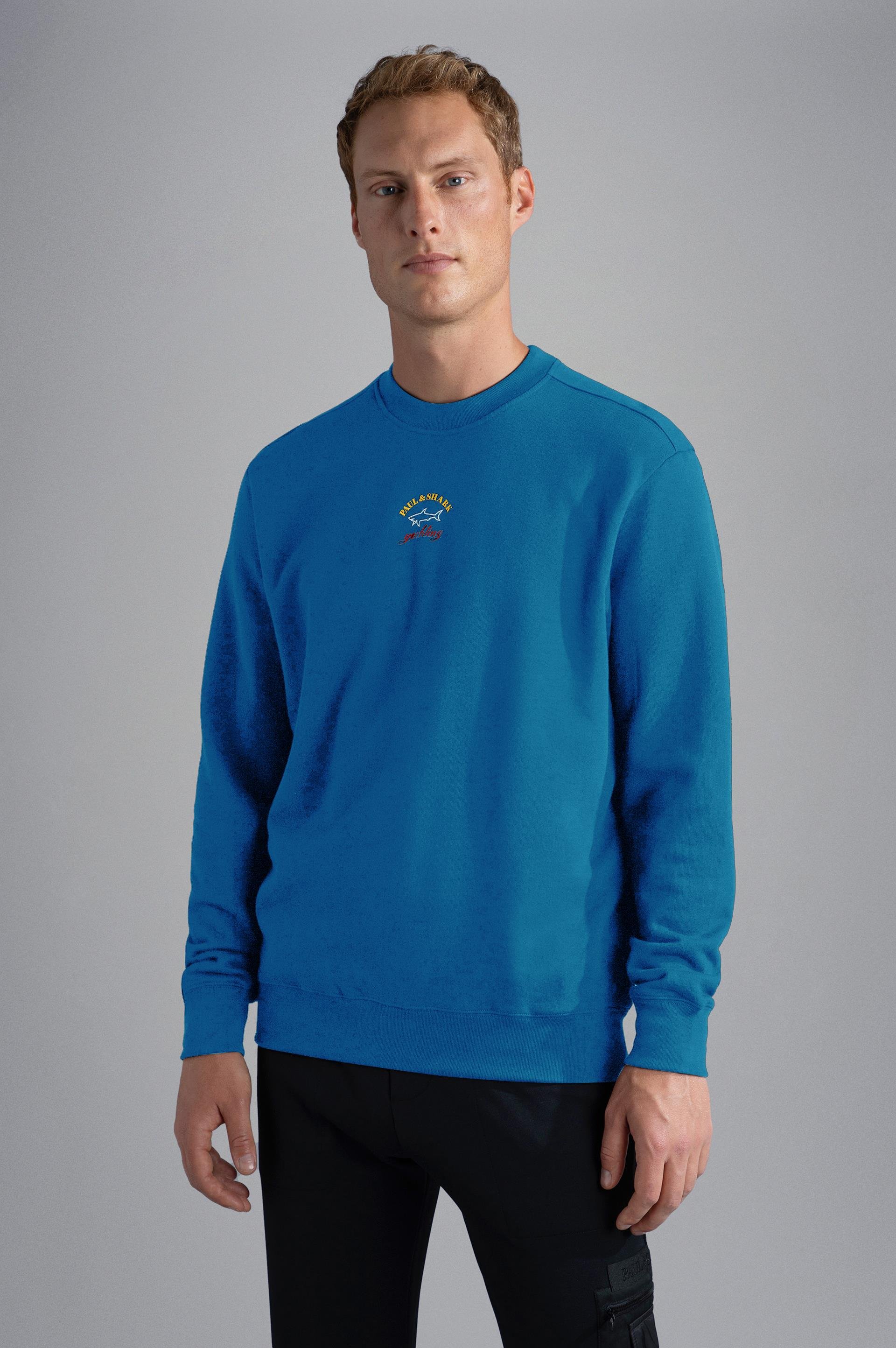 Paul Shark Paul Shark Erkek Marka Logolu Uzun Kollu Rahat Mavi Sweatshirt 13311831-402