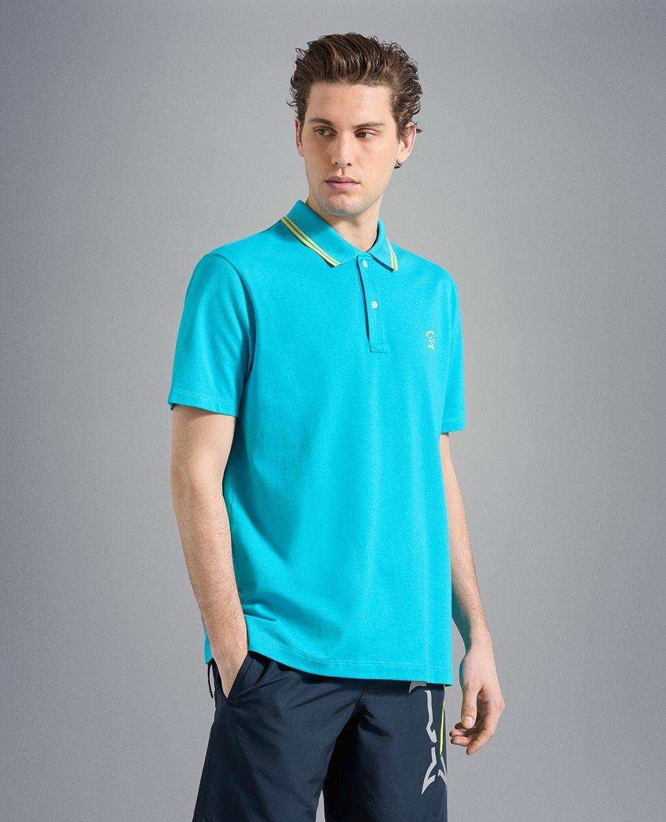 Paul Shark Paul Shark Erkek Marka Logo Detaylı Regular Fit Kısa Kollu Turkuaz Polo Yaka T-Shirt 23411233-750