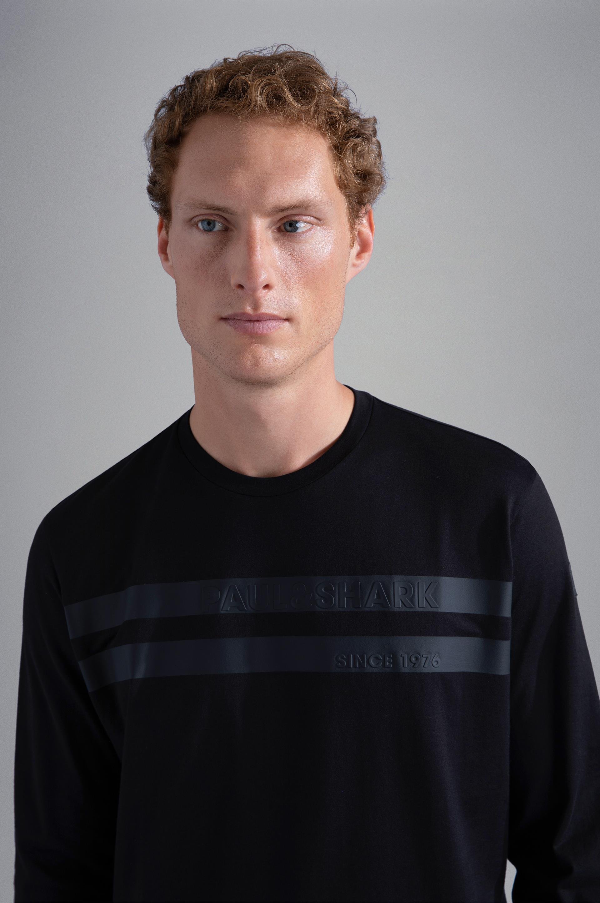 Paul Shark Paul Shark Erkek Marka Logo Detaylı Regular Fit Uzun Kollu Siyah T-Shirt 13311638-011