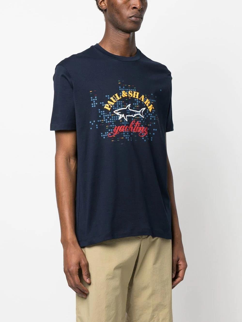 Paul Shark Paul Shark Erkek Marka Logolu Basic Bisiklet Yaka Kısa Kollu Lacivert T-Shirt 23411041-726
