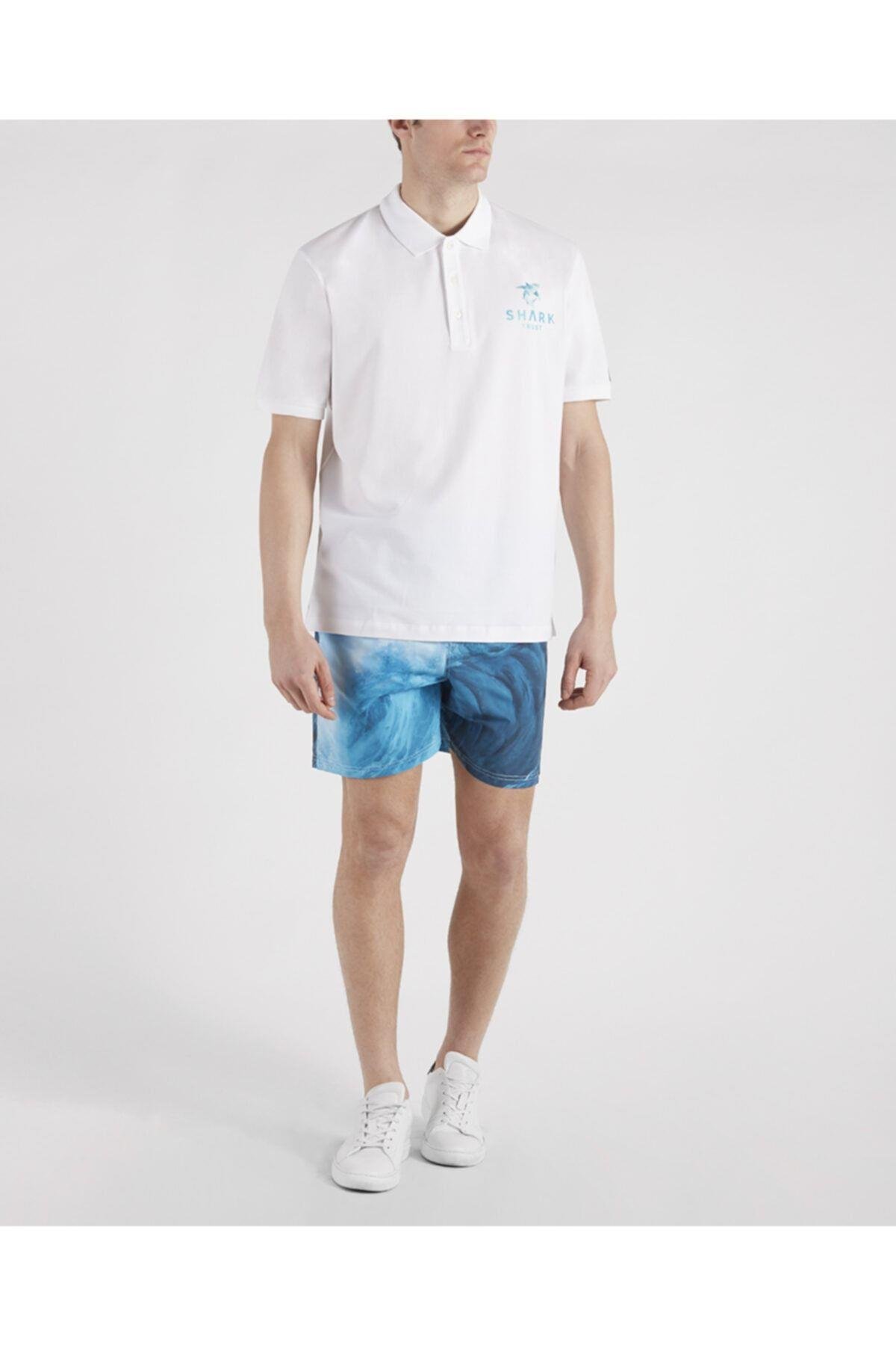 Paul Shark Paul Shark Erkek Marka Logolu Polo Yakalı Organik Pamuklu Beyaz Polo Yaka T-Shirt 21411237-010