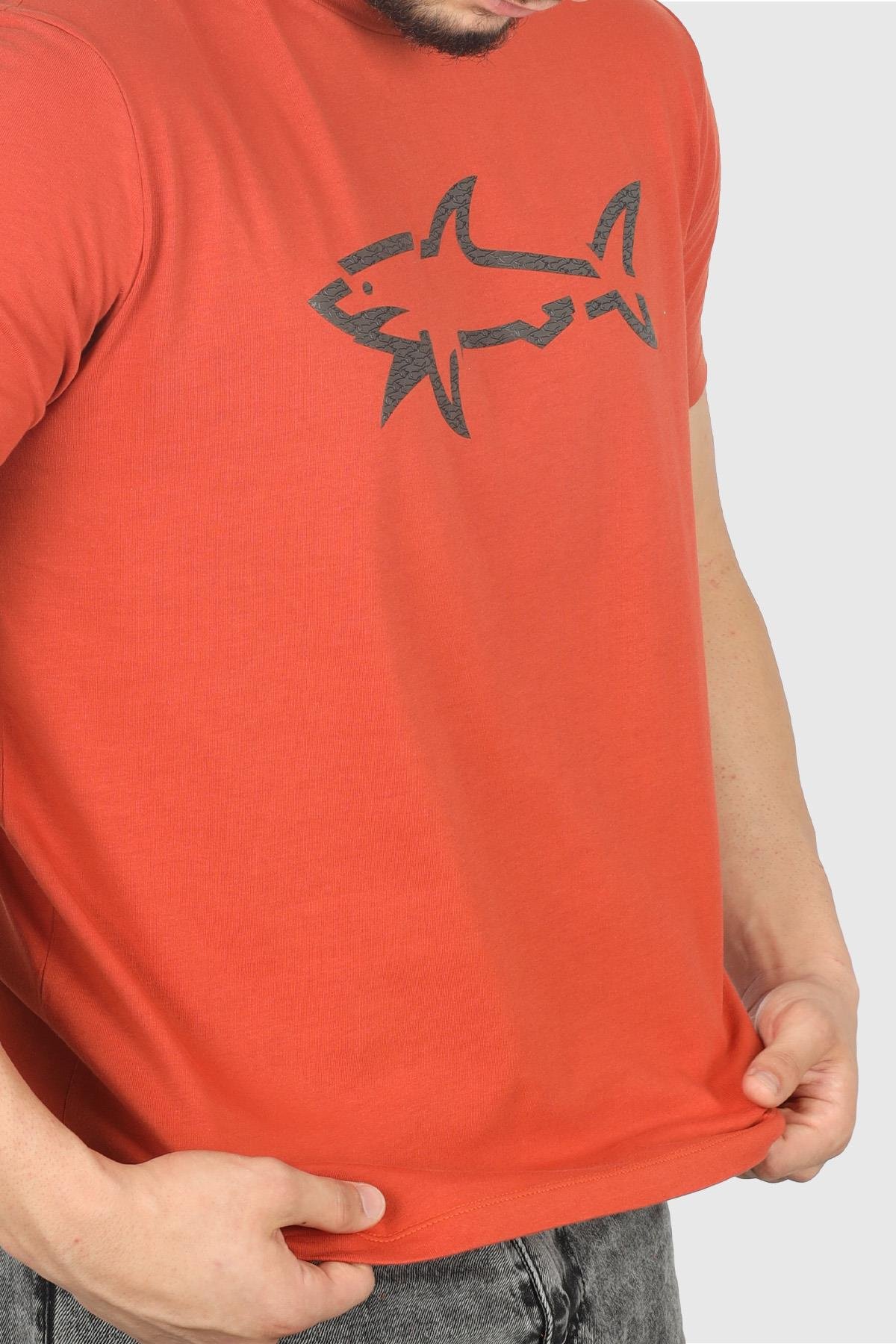 Paul Shark Paul Shark Erkek Marka Logolu Regular Fit Pamuklu Kısa Kol Turuncu T-Shirt 14311653-972