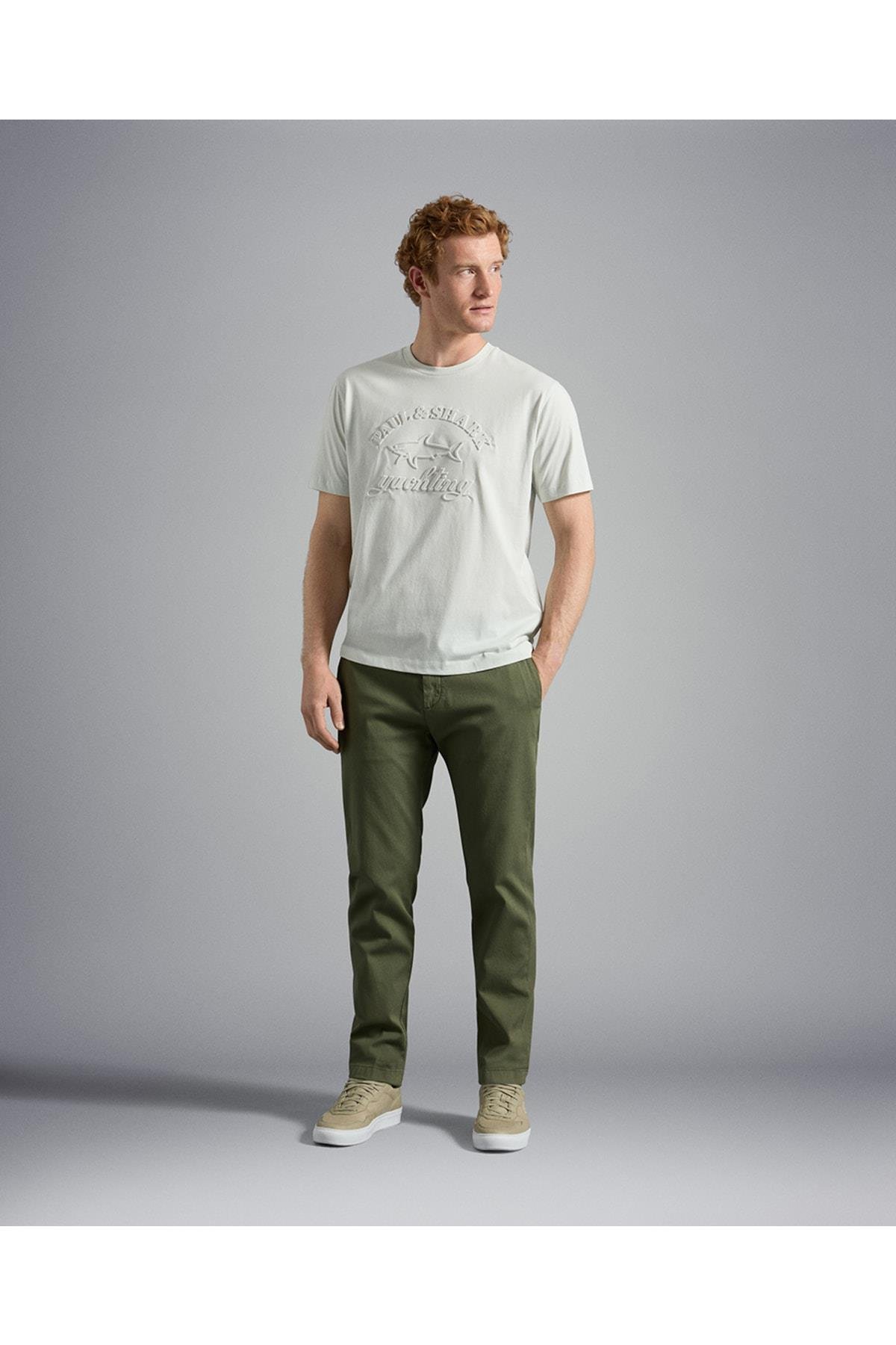Paul Shark Paul Shark Erkek Pamuklu Bisiklet Yaka Kısa Kollu Yeşil T-Shirt 23411196-198