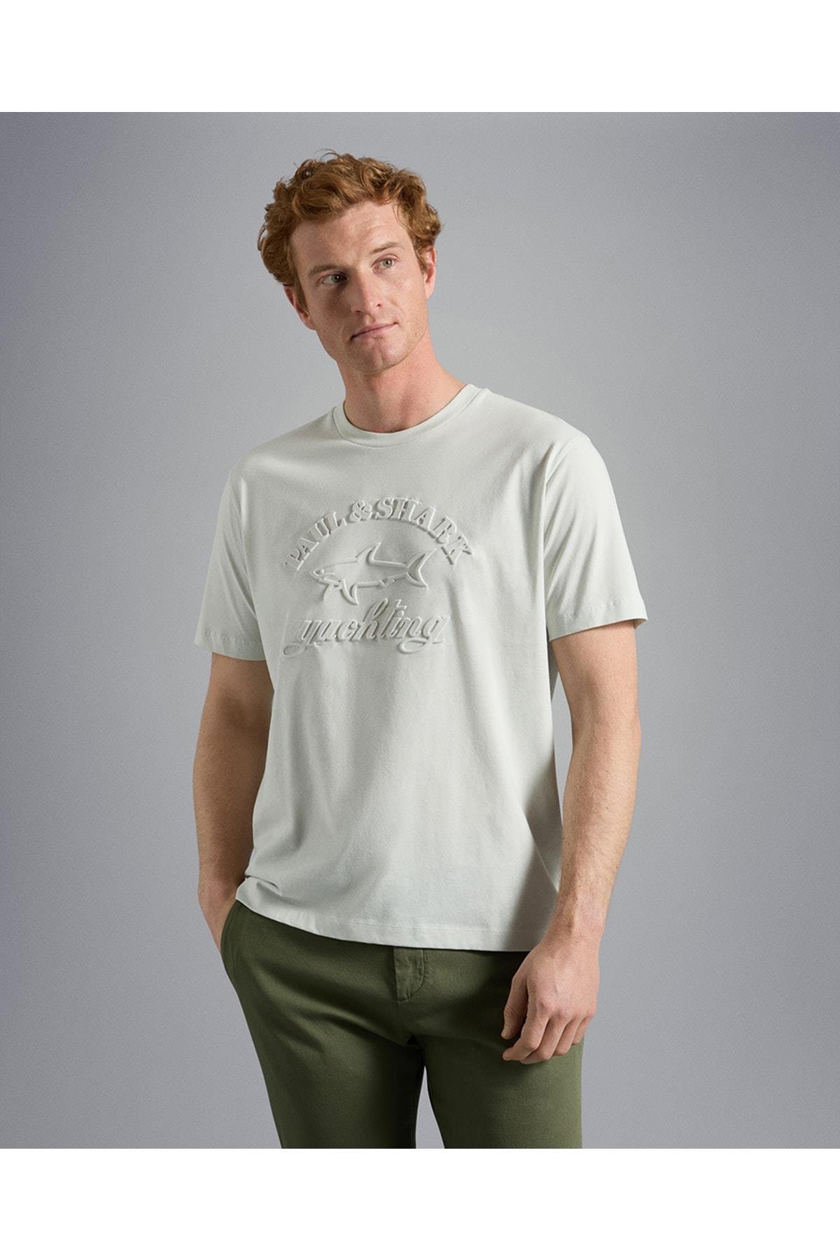 Paul Shark Paul Shark Erkek Pamuklu Bisiklet Yaka Kısa Kollu Yeşil T-Shirt 23411196-198