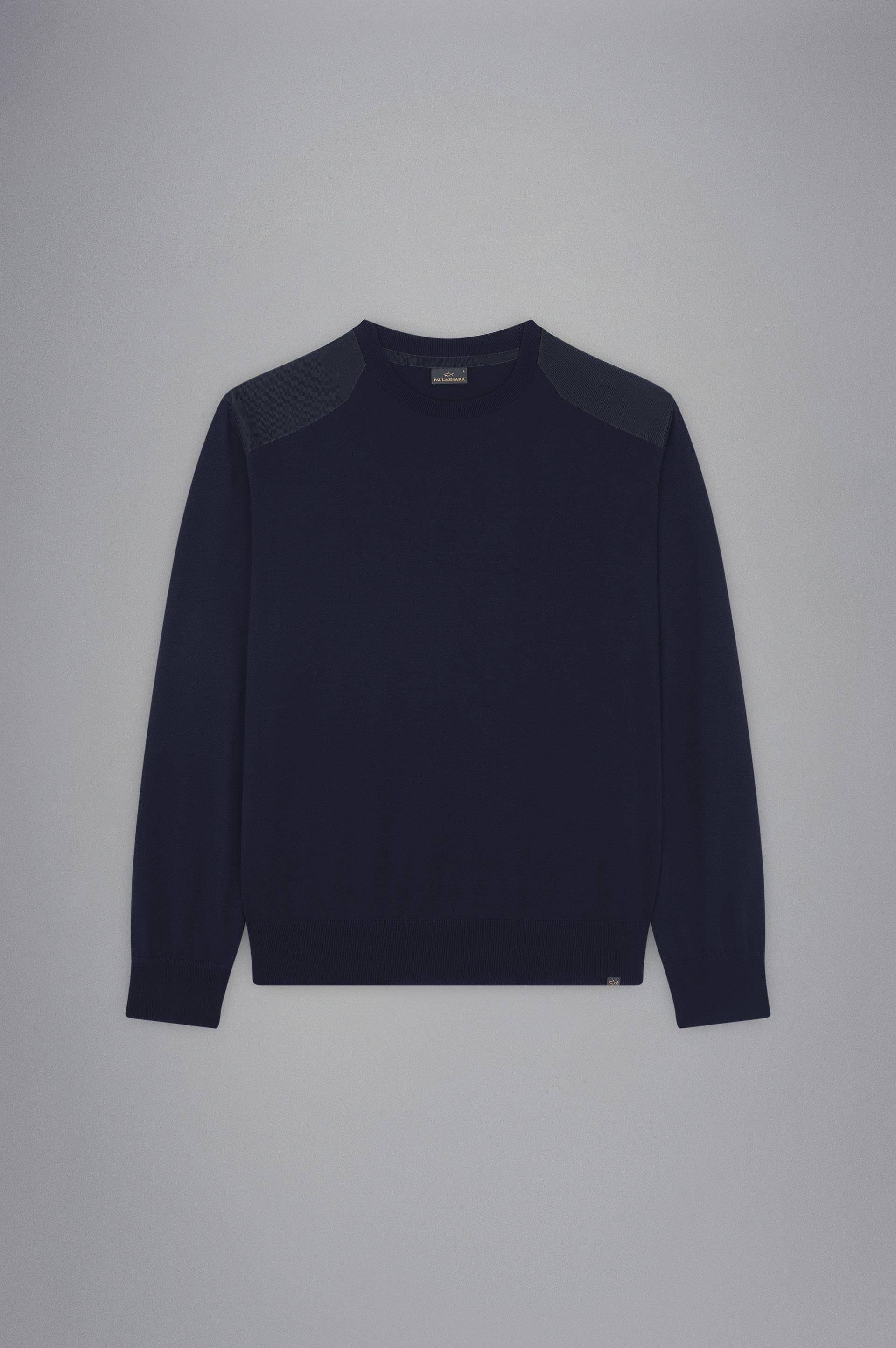 Paul Shark Paul Shark Erkek Pamuklu Bisiklet Yaka Regular Fit Uzun Kollu Mavi Kazak 14311036-013
